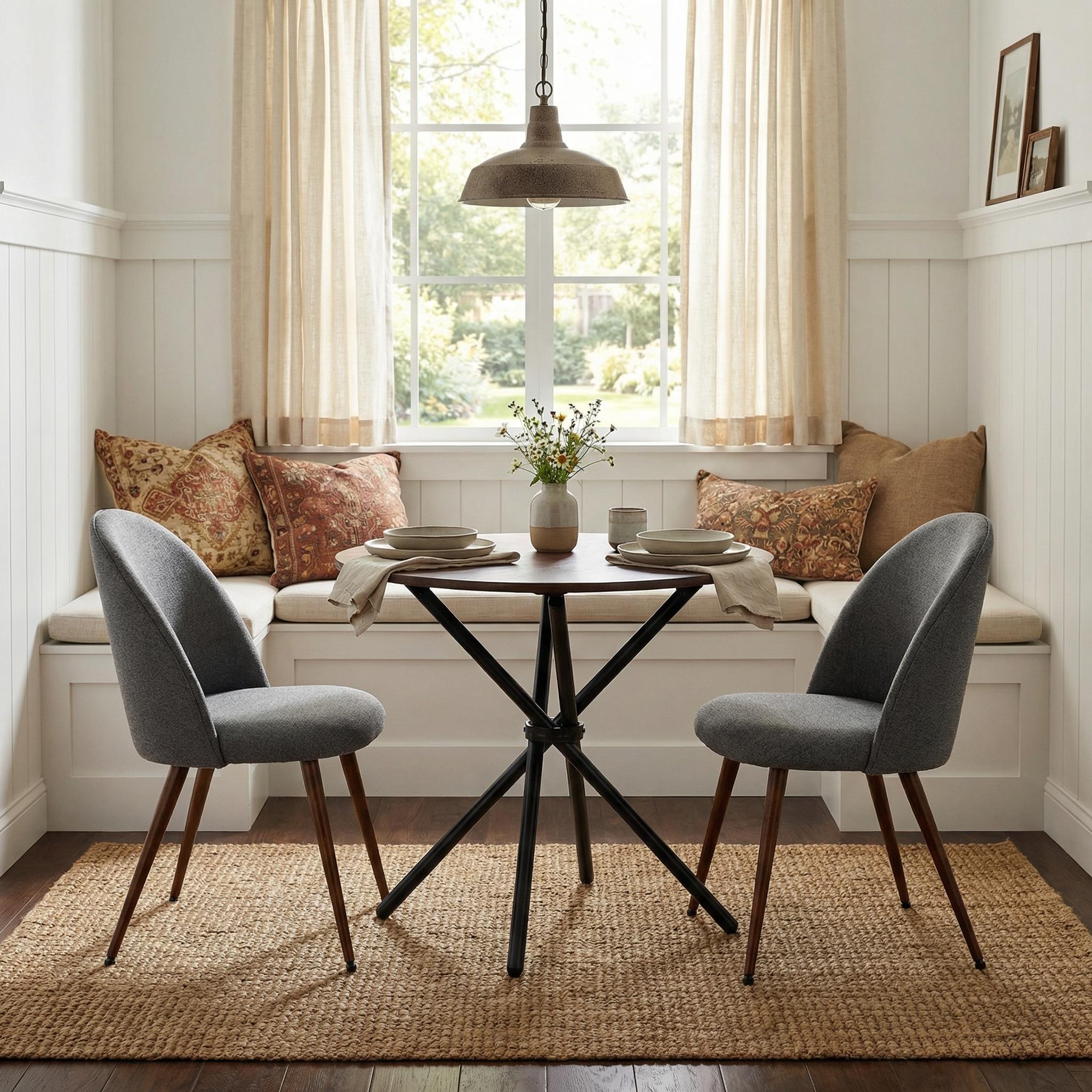 Fontana 3 Piece Brown Dining Table Set with 2 Haven Upholstered Chairs