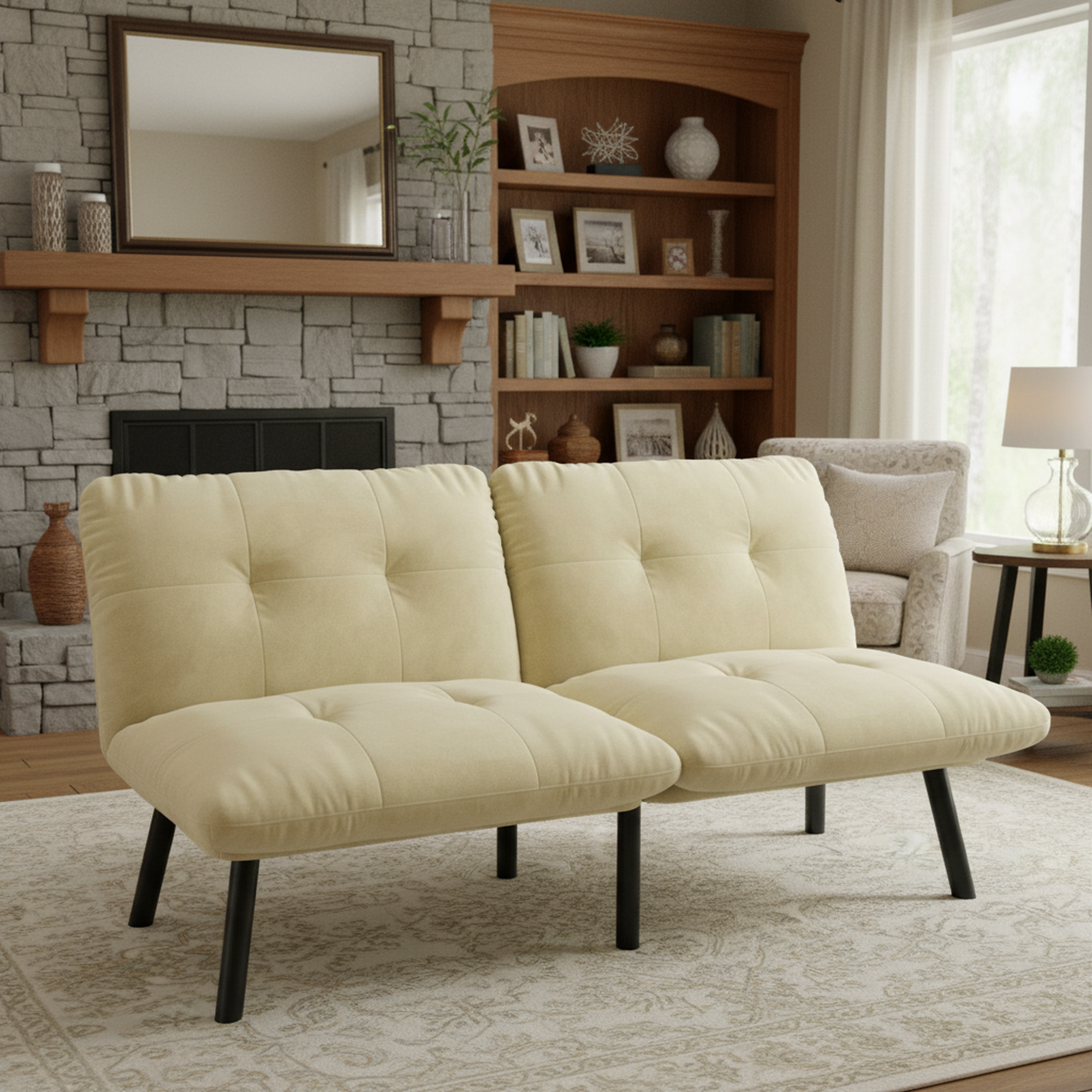 Pueblo 63" Modern Convertible Folding 2-Seater Futon Sofa Bed