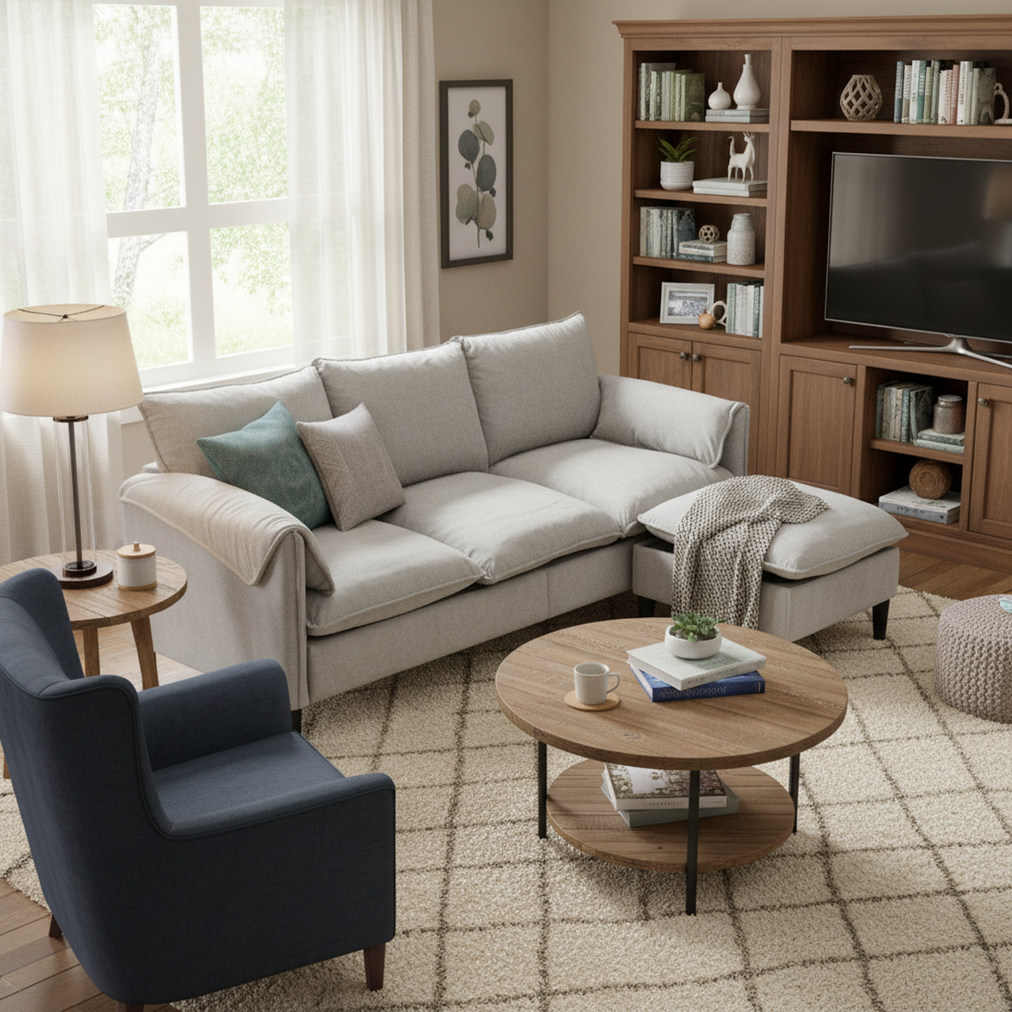 Helsinki 78" Convertible L-Shaped 3-Seater Sofa with Storage Ottomans
