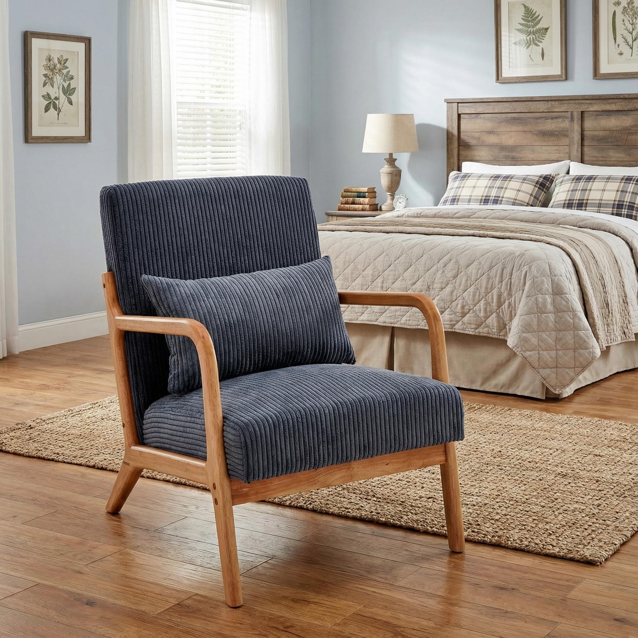 Cielo Mid-Century Upholstered Accent Chair with Pillow