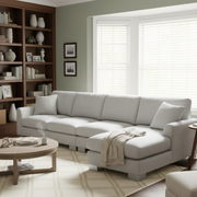 Stockholm 119" Modern Chenille L-Shaped Sectional Sofa with Chaise