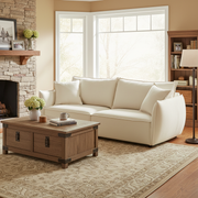 Phoenix 88" 3-Seater Linen Fabric Sofa, Beige