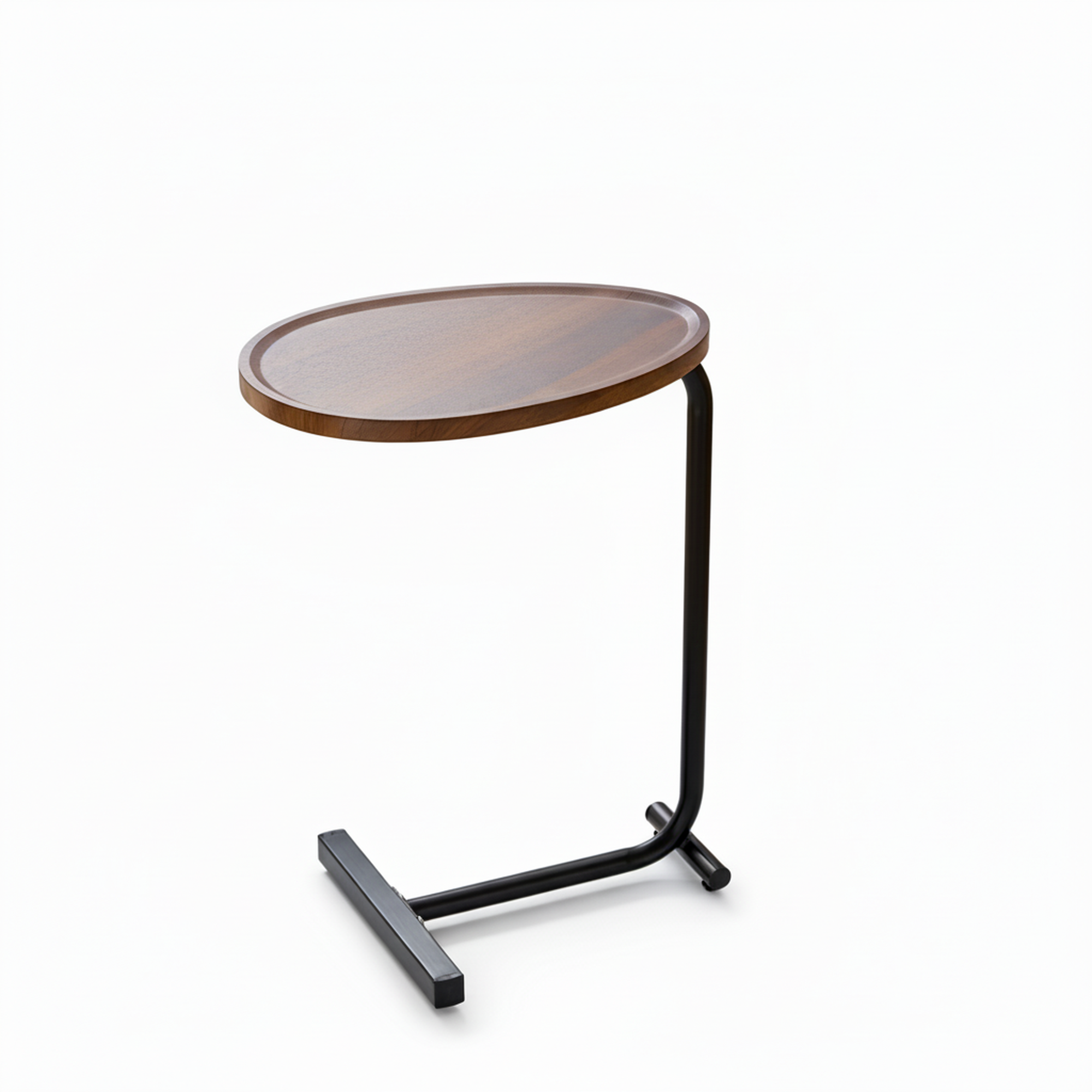 Crest Modern Wood & Metal C-Shaped Side Table, Brown