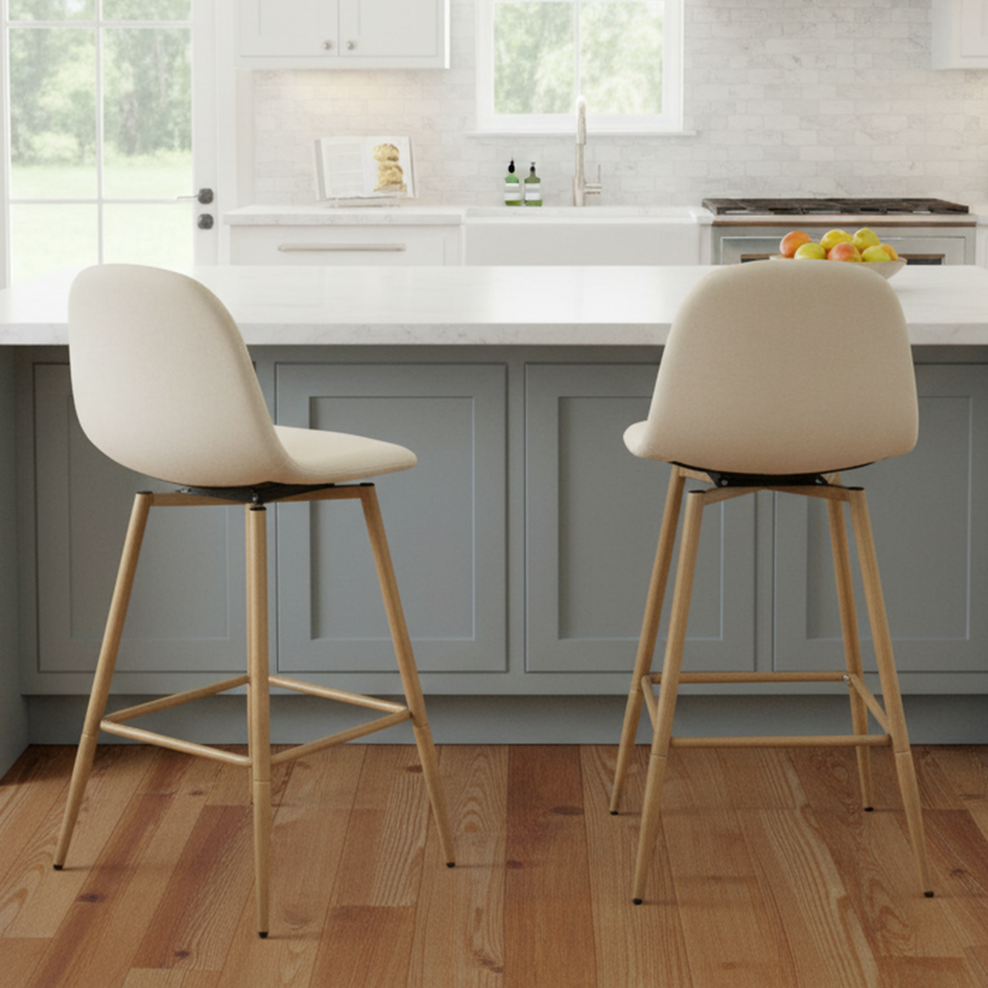 Charlton 26" Swivel Counter Height Bar Stools with Metal Legs Set of 2