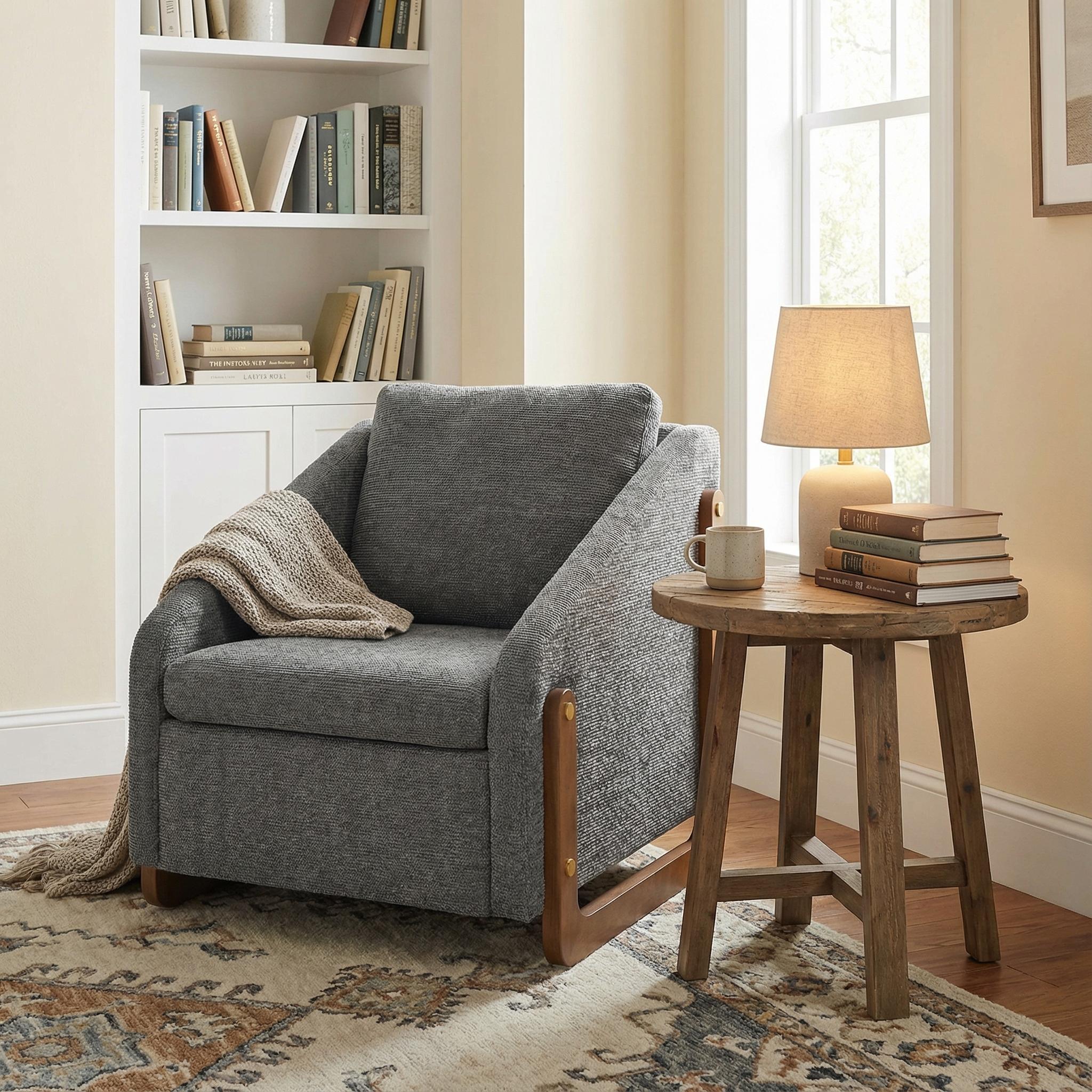 Sedgwick Modern Chenille Upholstered Armchair Wooden Frame