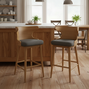 Homy Casa Chianti Mid-Century Modern Soild Wood Barstool Set of 2