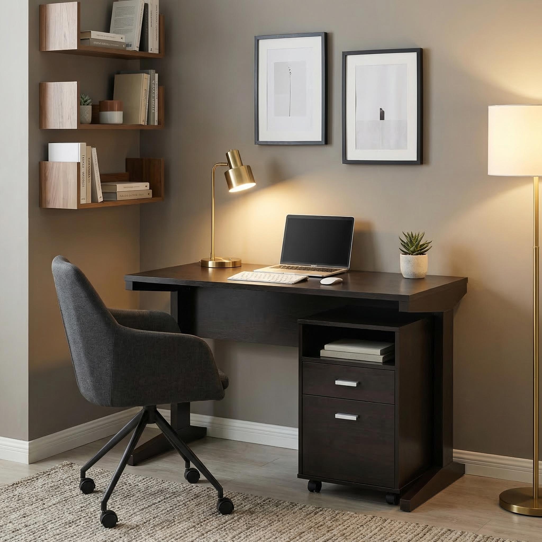 Flux 47" Home Office Desk with Rolling File Cabinet