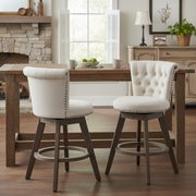 Barossa 26" Tufted Velvet Swivel Counter Height Bar Stool Set of 2 with Backrest