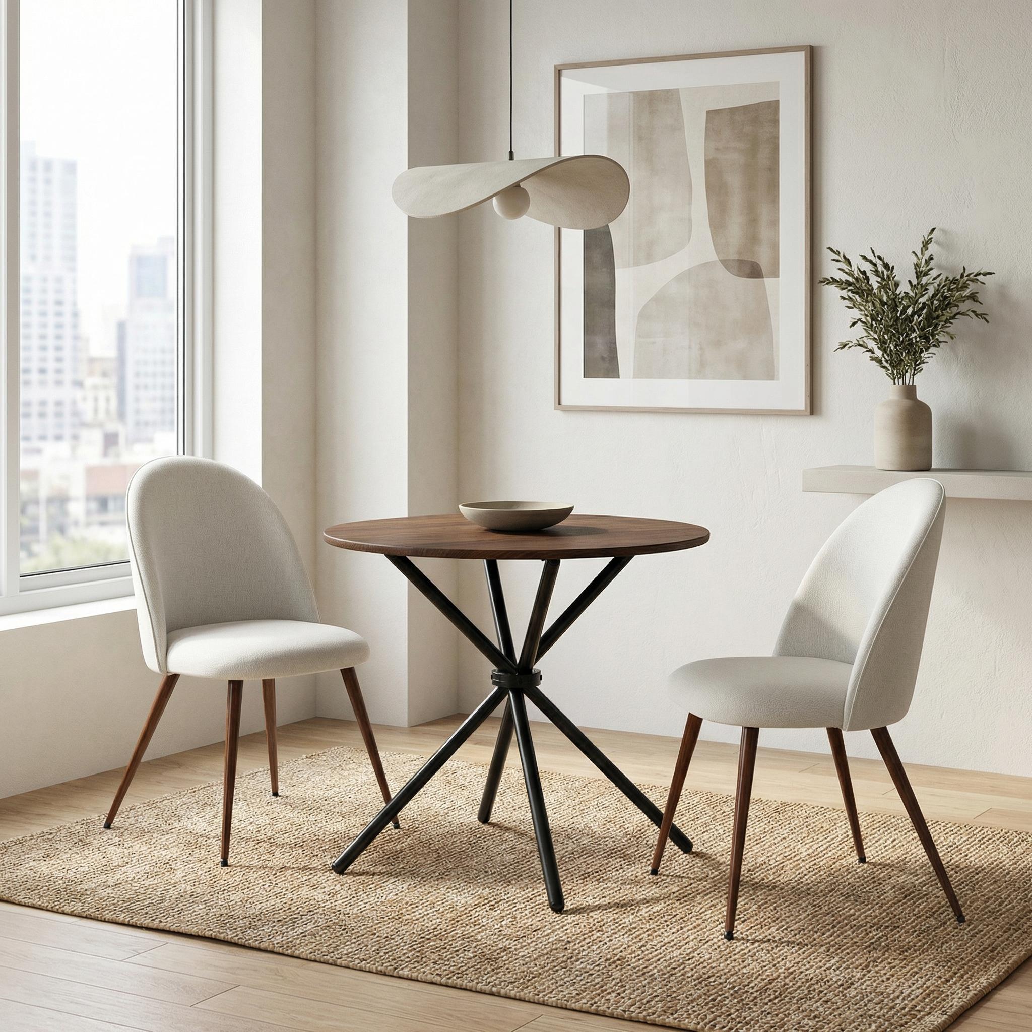 Fontana 3 Piece Brown Dining Table Set with 2 Haven Upholstered Chairs