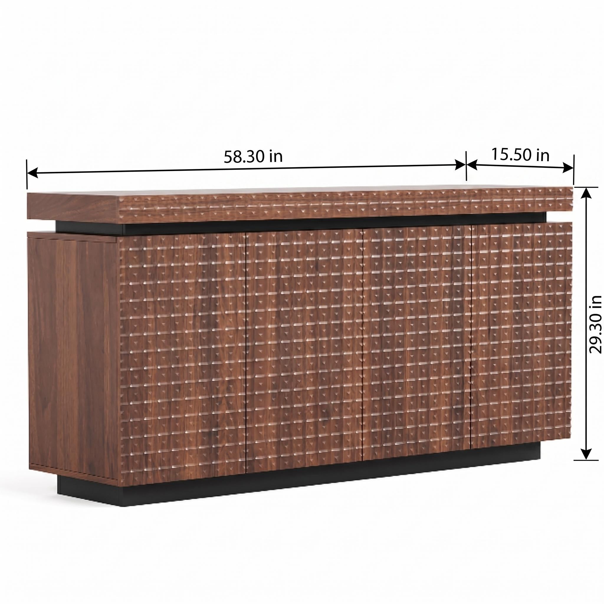 Salerno 58" Sideboard Buffet Cabinet with distinctive textured finish