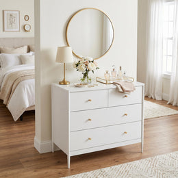 Willowbay 35" 4-Drawer Dresser with Brass Knobs and Tapered Legs