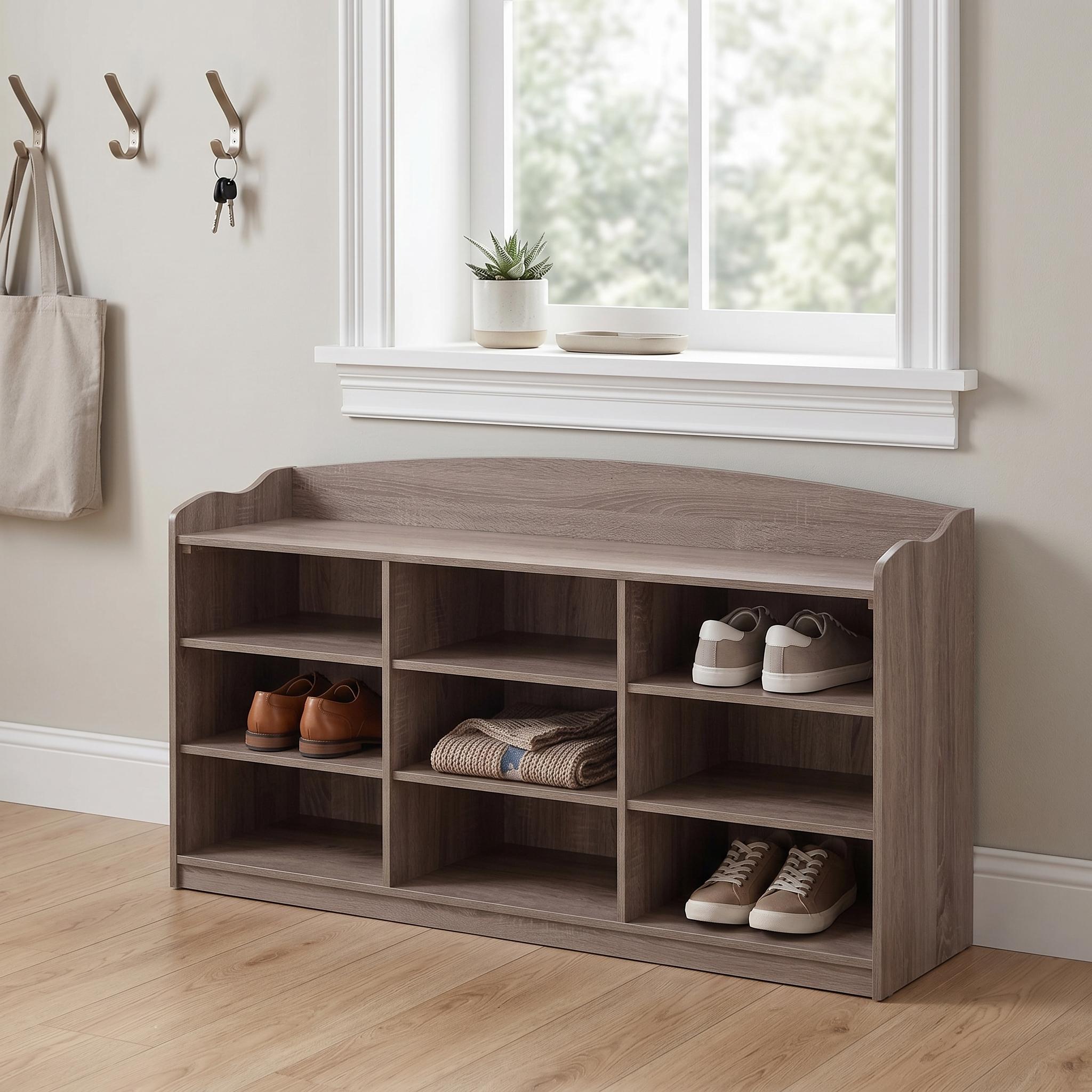 Dockery 48" Shoe Storage Rack with 9 Open Cubbies and Display Top