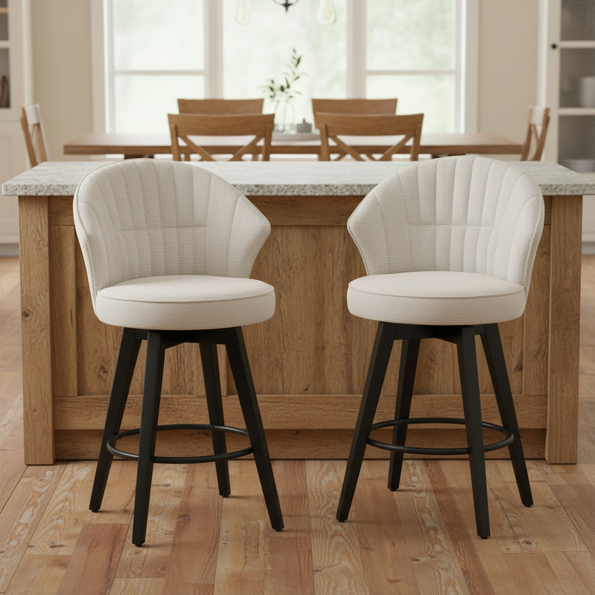 Jumilla 25" Chenille Upholstered Swivel Counter Height Bar Stool Set of 2