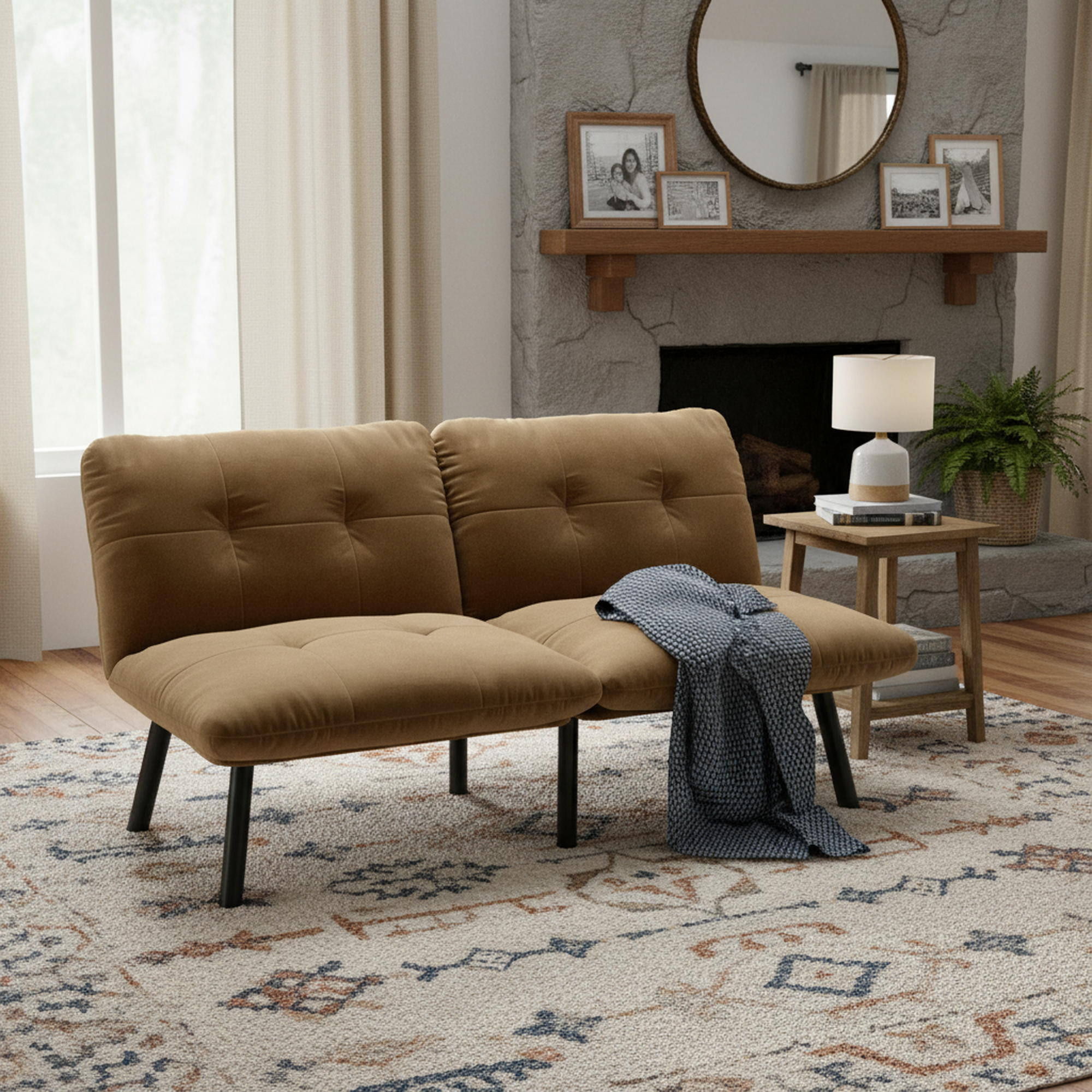 Pueblo 63" Modern Convertible Folding 2-Seater Futon Sofa Bed