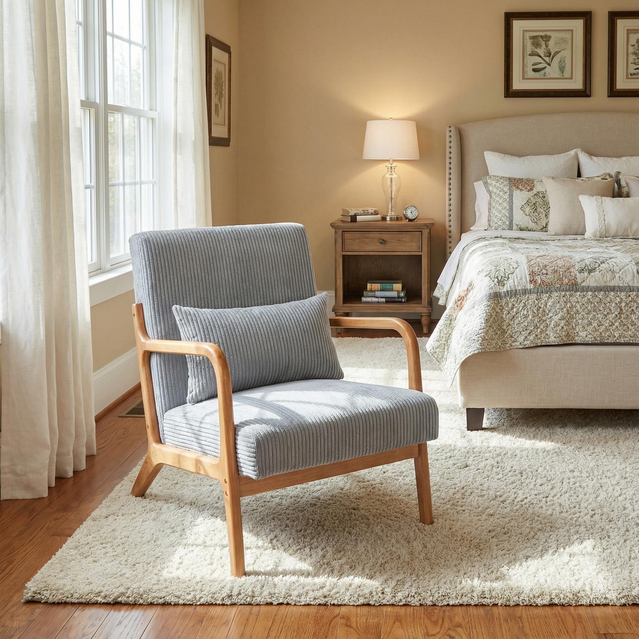 Cielo Mid-Century Upholstered Accent Chair with Pillow