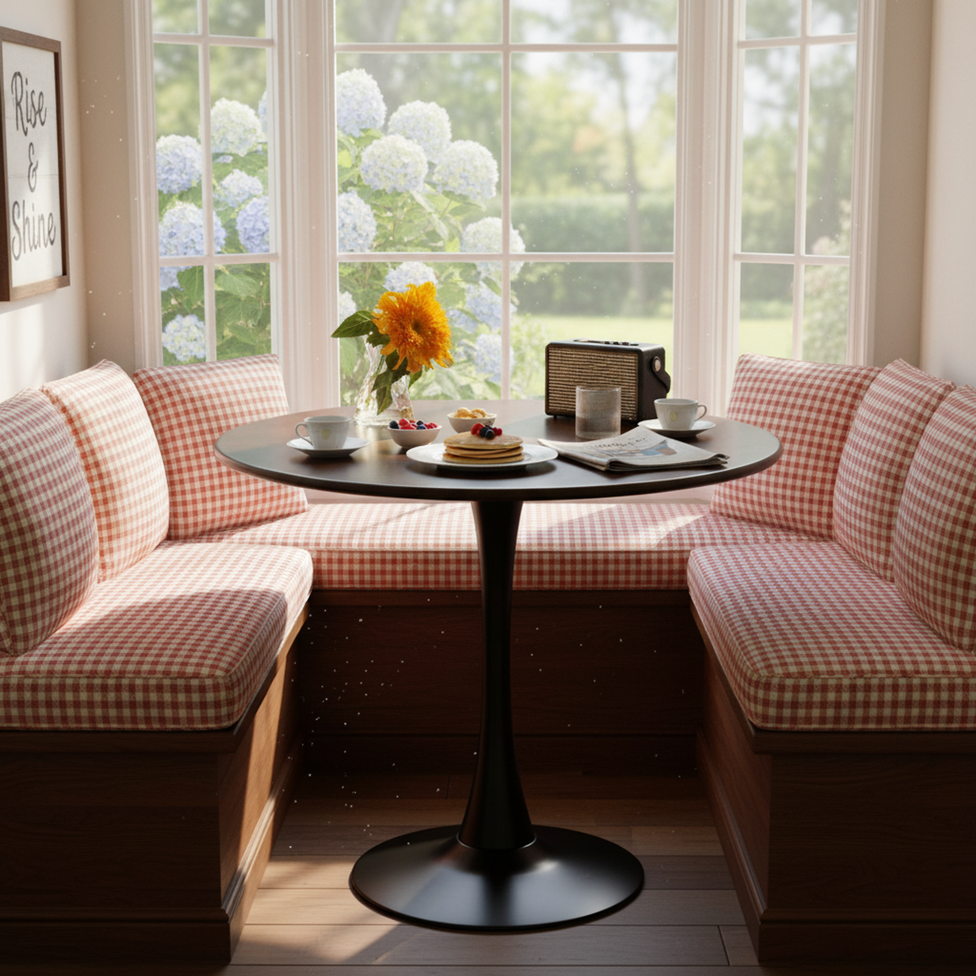 Luna 24" Mid Century Modern Round Dining Table with MDF Top and Steel Base