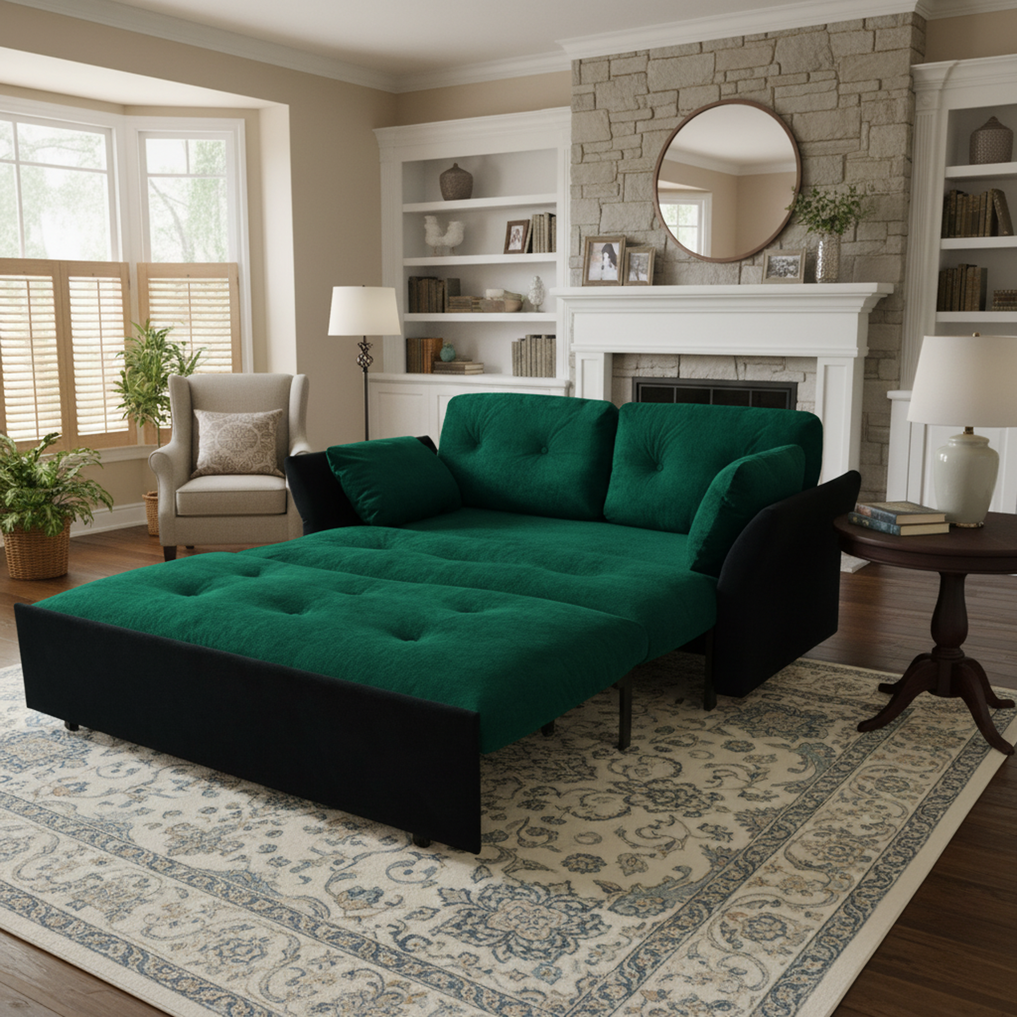 Chicago 74" Modern Chenille Loveseat Sleeper Sofa Bed with Storage