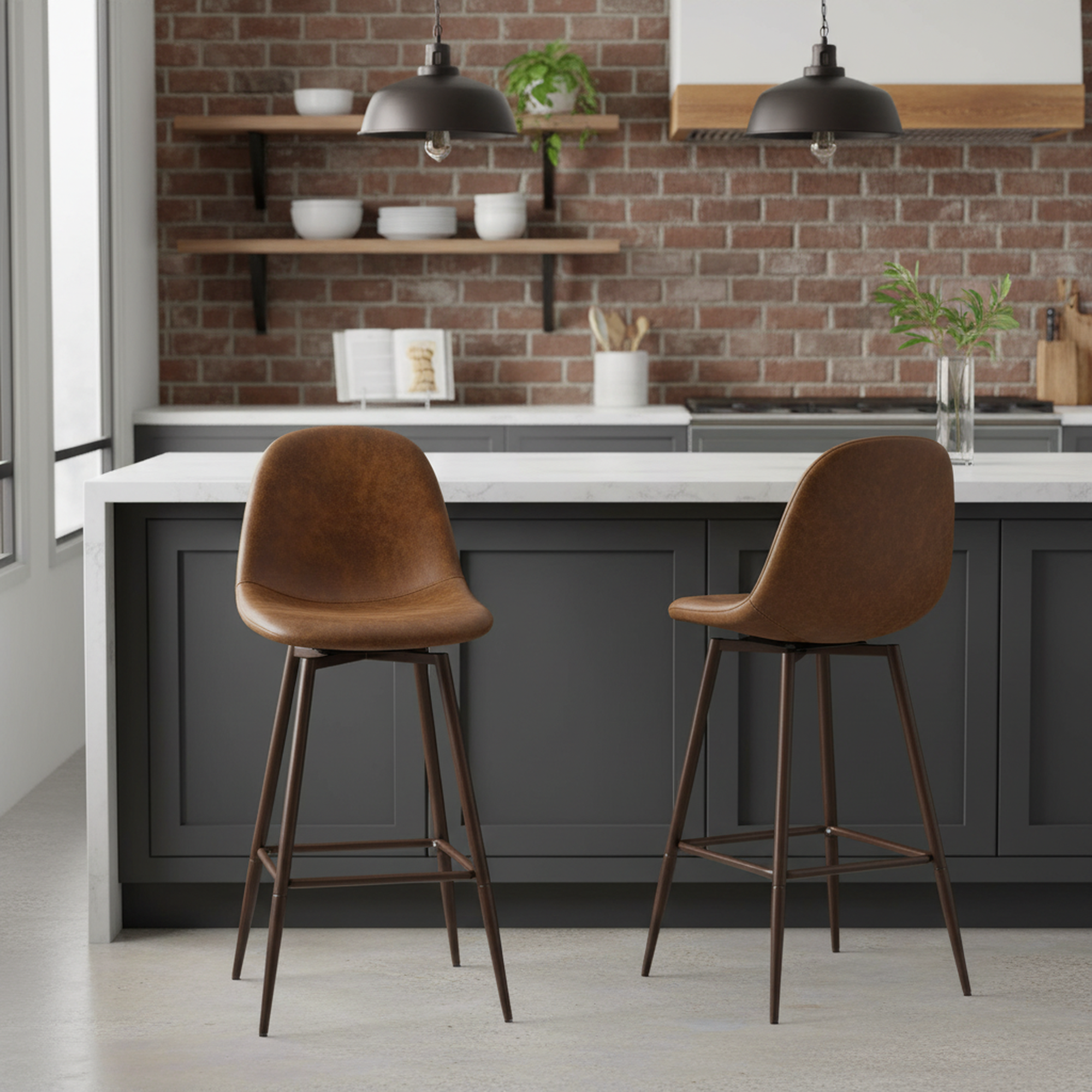 Charlton 26" Swivel Counter Height Bar Stools with Metal Legs Set of 2