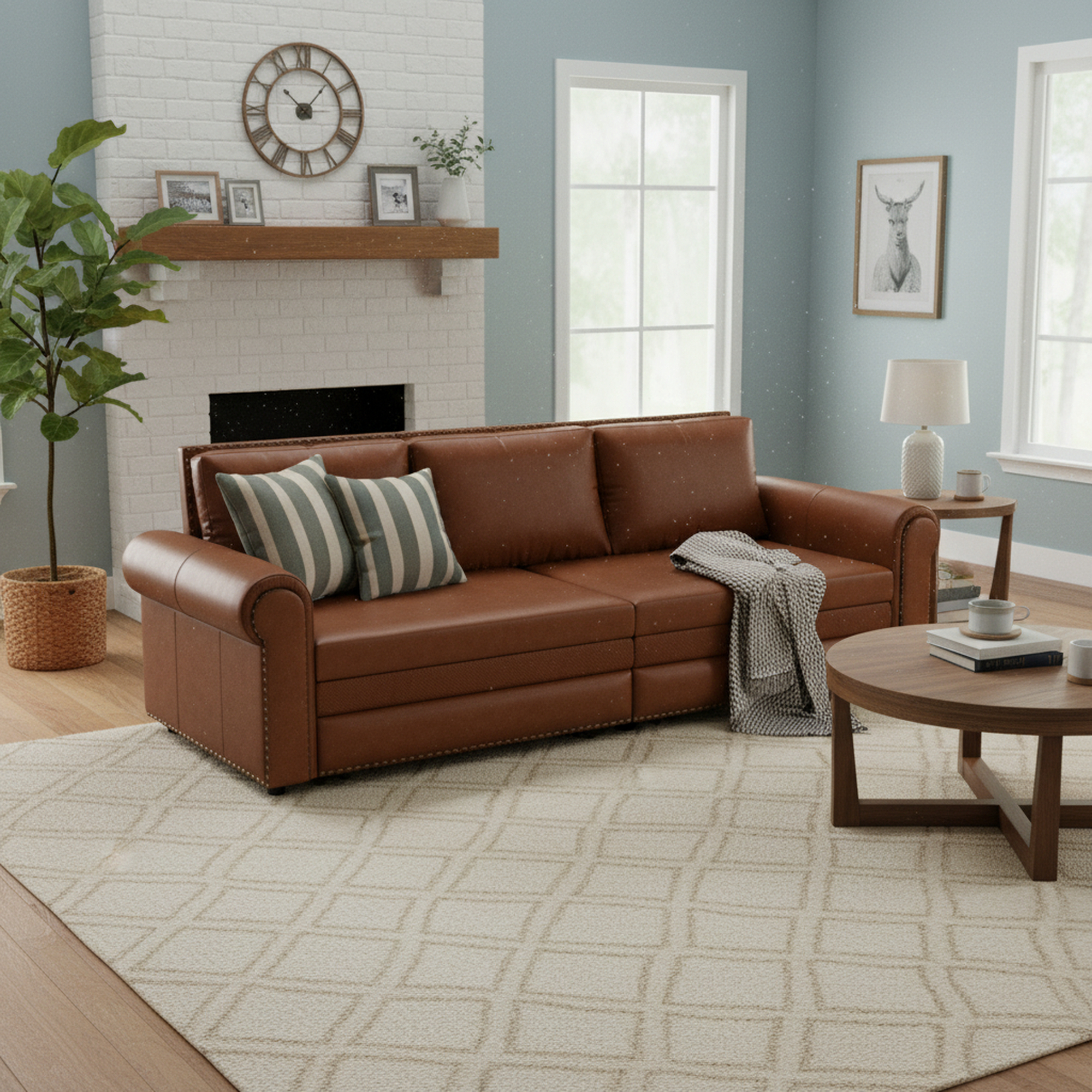 Denton 93.7" Faux Leather Chesterfield King Pull-Out Sleeper Sofa Bed