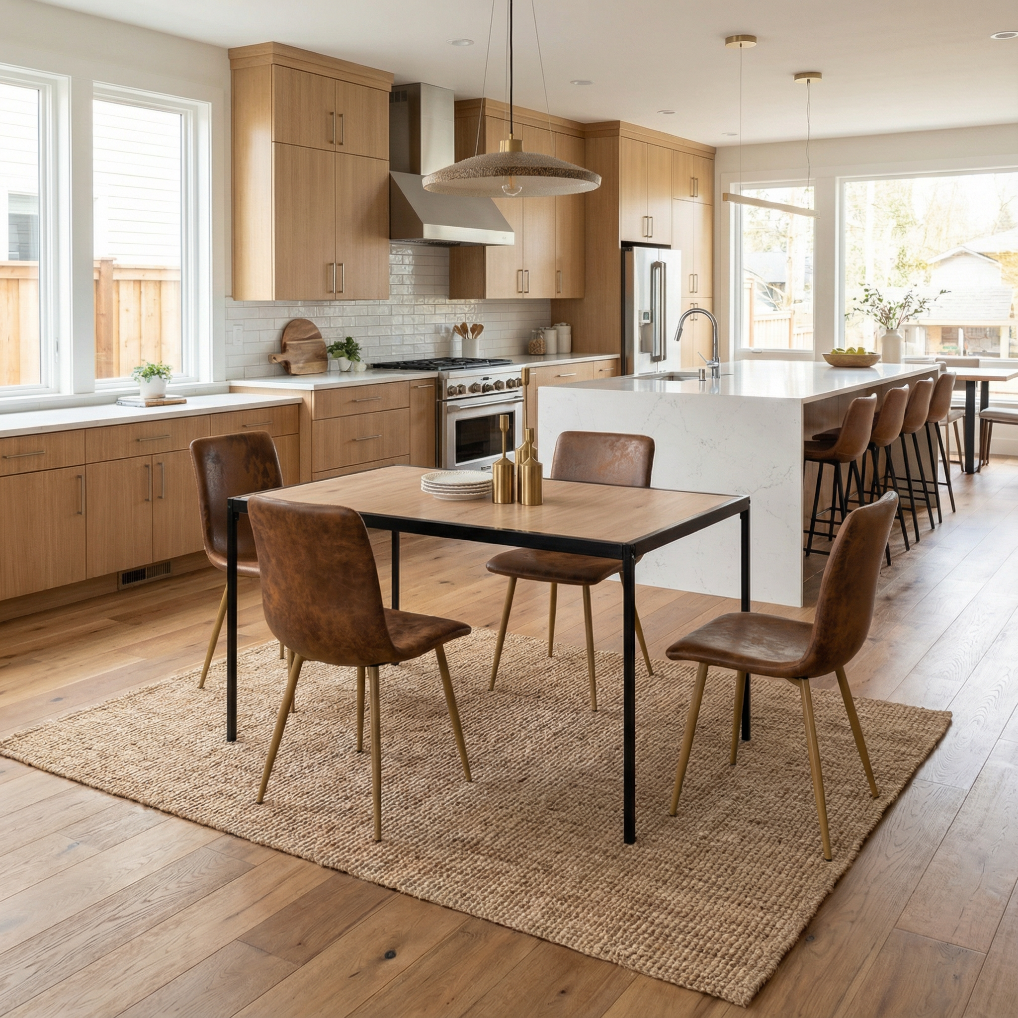 Milliken 3 Piece Oak Dining Table Set with 2 Scargill Chairs, Suede Brown