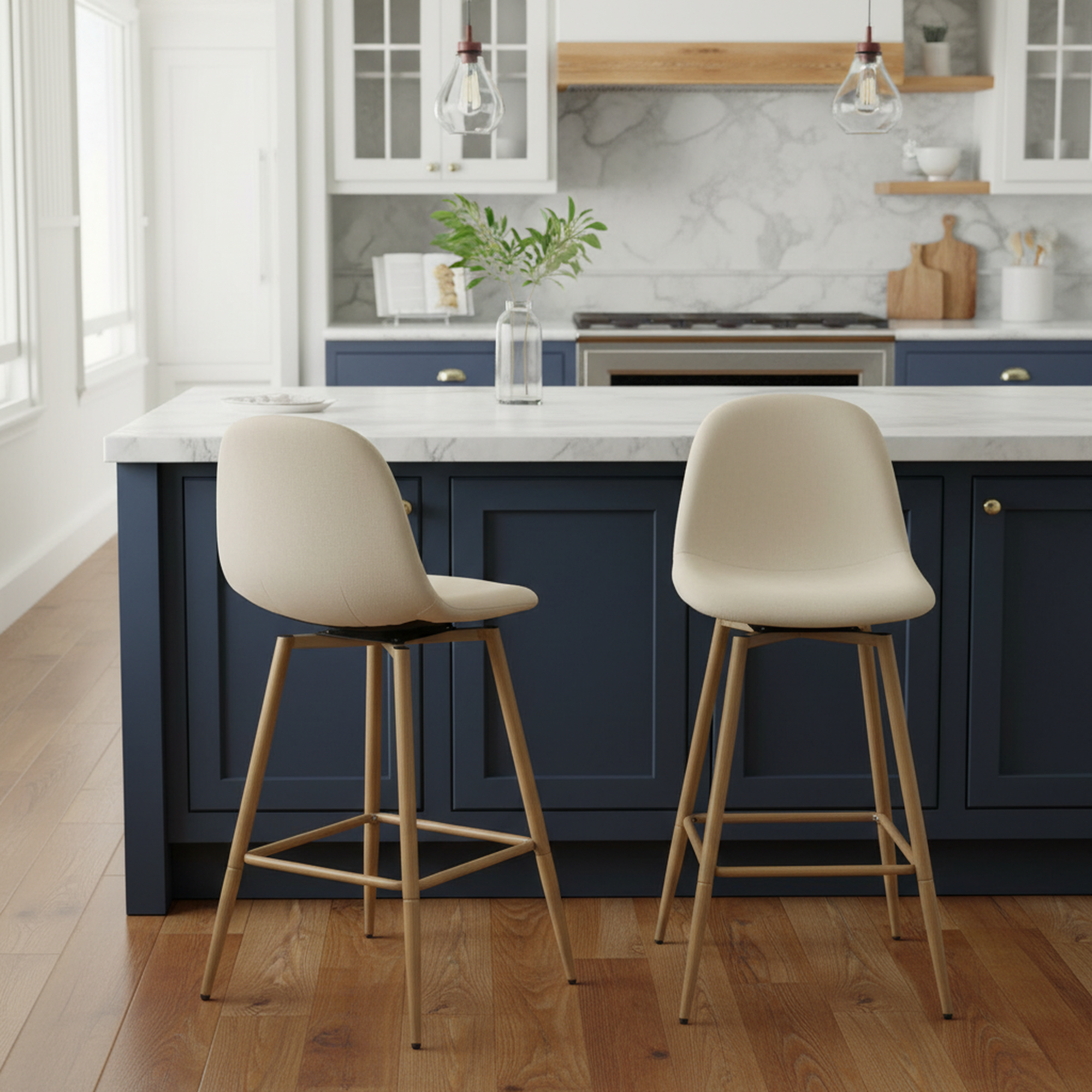 Charlton 26" Swivel Counter Height Bar Stools with Metal Legs Set of 2