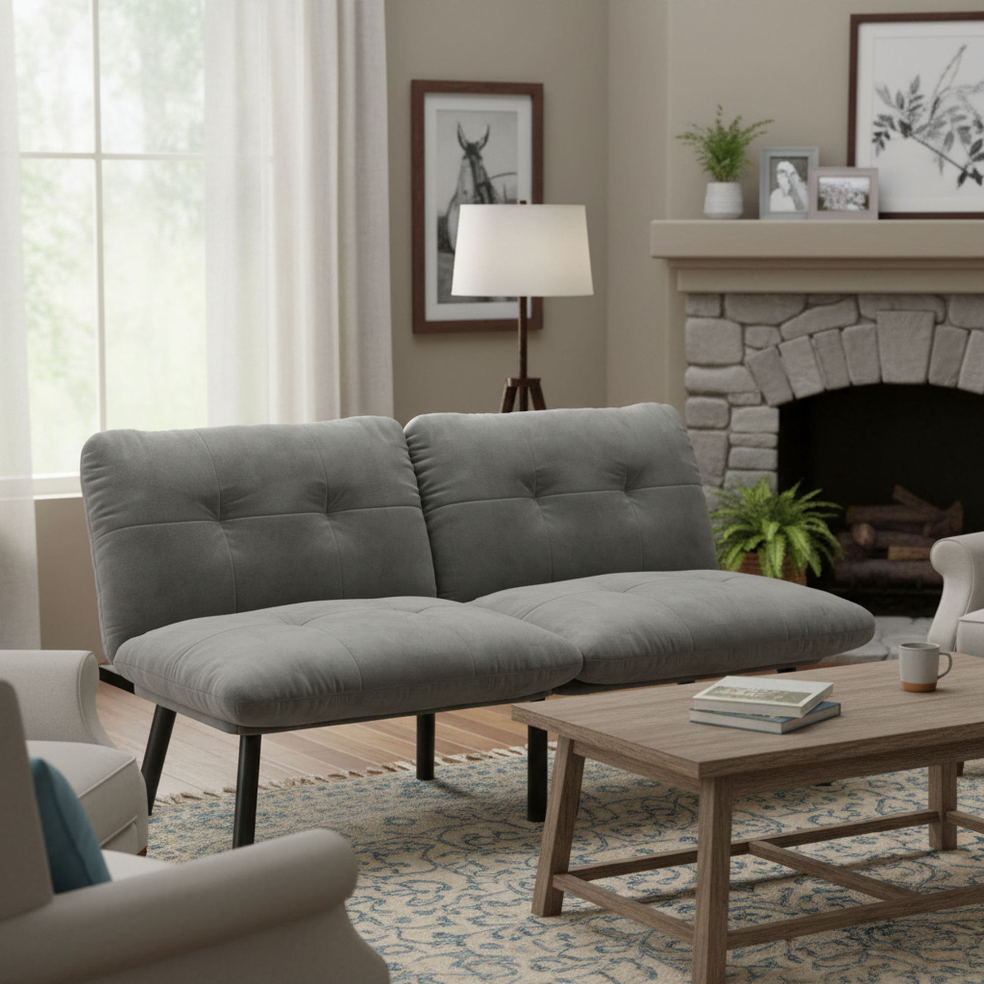 Pueblo 63" Modern Convertible Folding 2-Seater Futon Sofa Bed