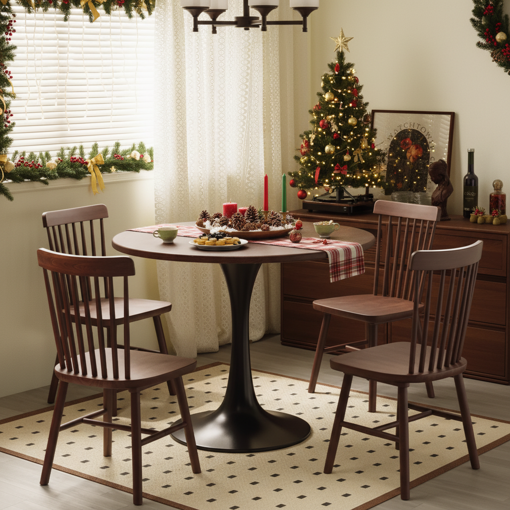 Luna 24" Mid Century Modern Round Dining Table with MDF Top and Steel Base