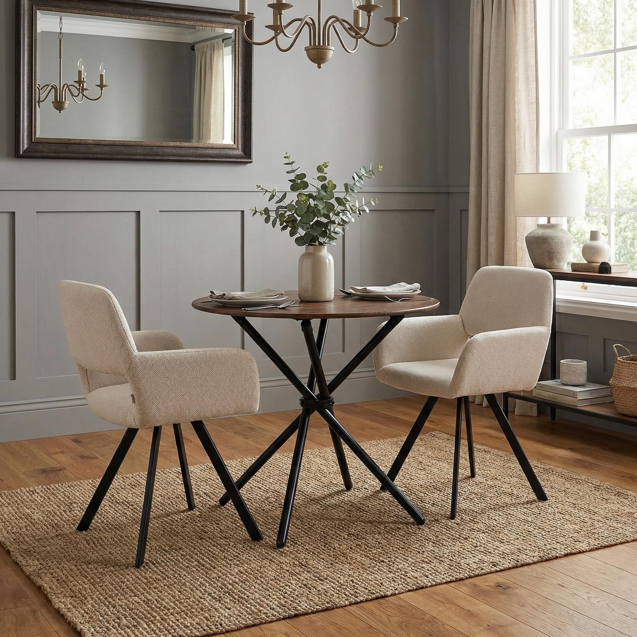 Fontana 3 Piece Brown Dining Table Set with 2 California Upholstered Chairs