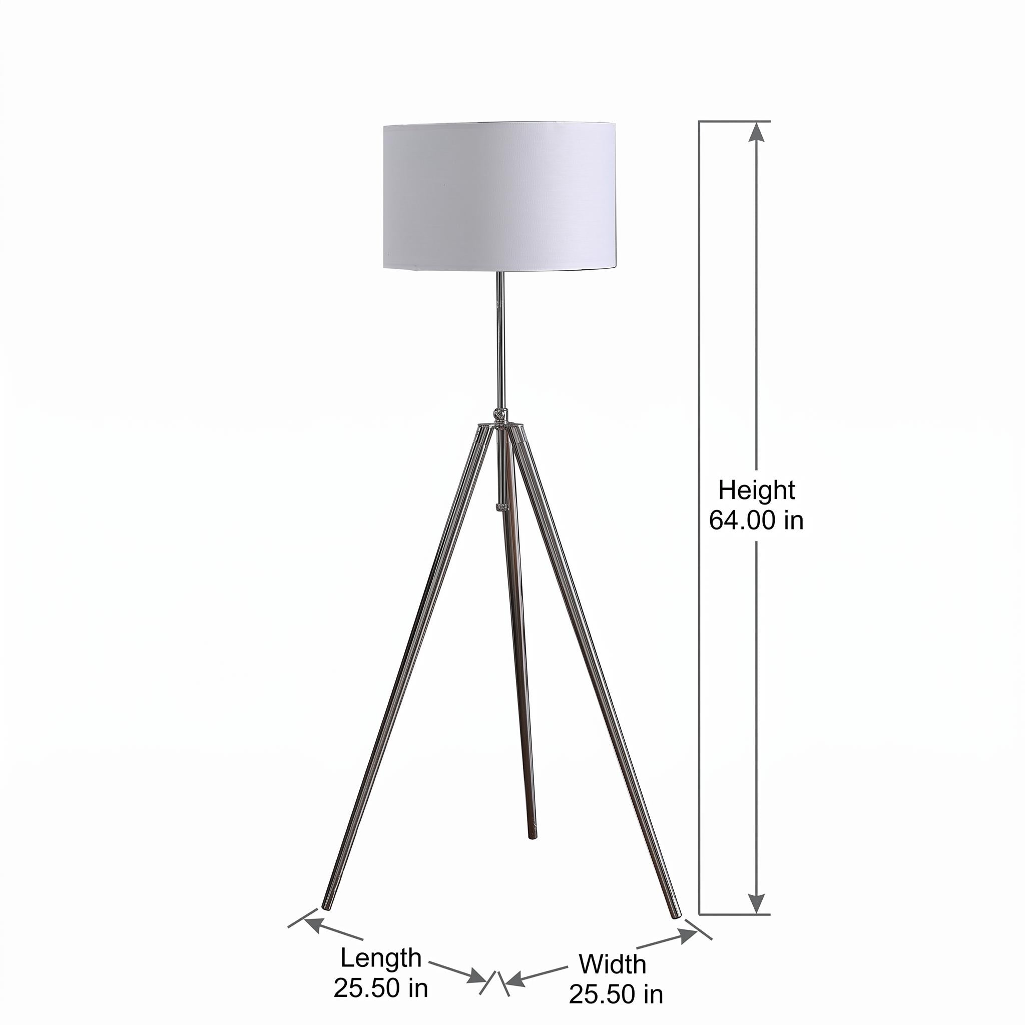 Clover 64"-47" Mid-Century Floor Lamp with Adjustable Tripod Metal Legs