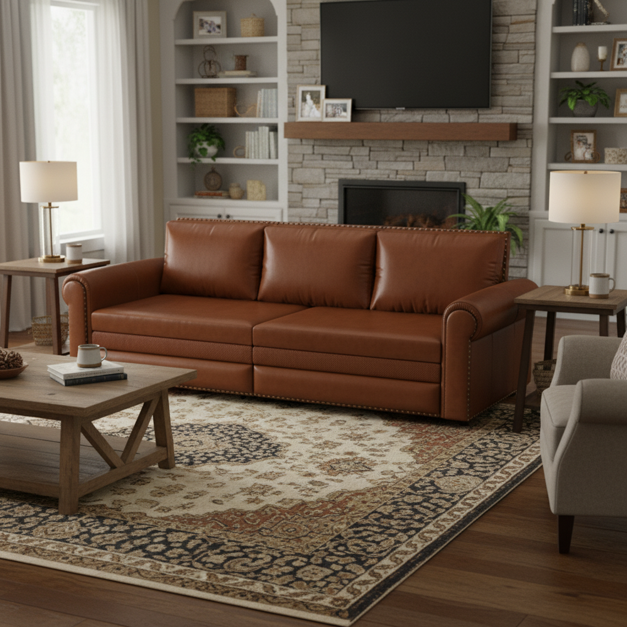 Denton 93.7" Faux Leather Chesterfield King Pull-Out Sleeper Sofa Bed