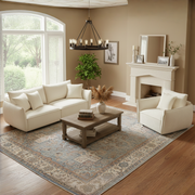 Homy Casa Phoenix 2 PC Linen Fabric Sofa Set, Loveseat Sofa & Recliner Chair, Beige Set of 2