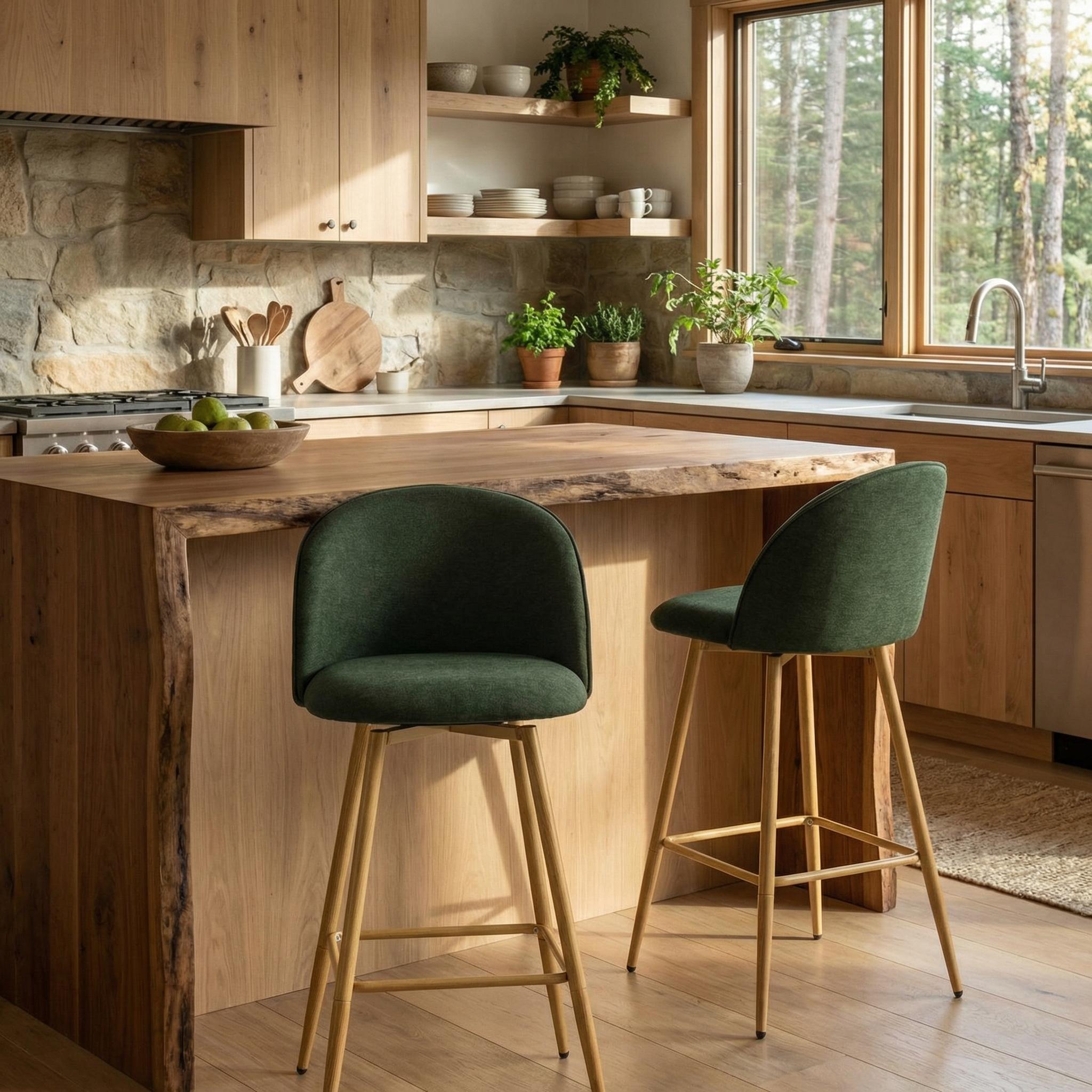 HASEEB 26" Swivel Counter Height Bar Stools Set of 2