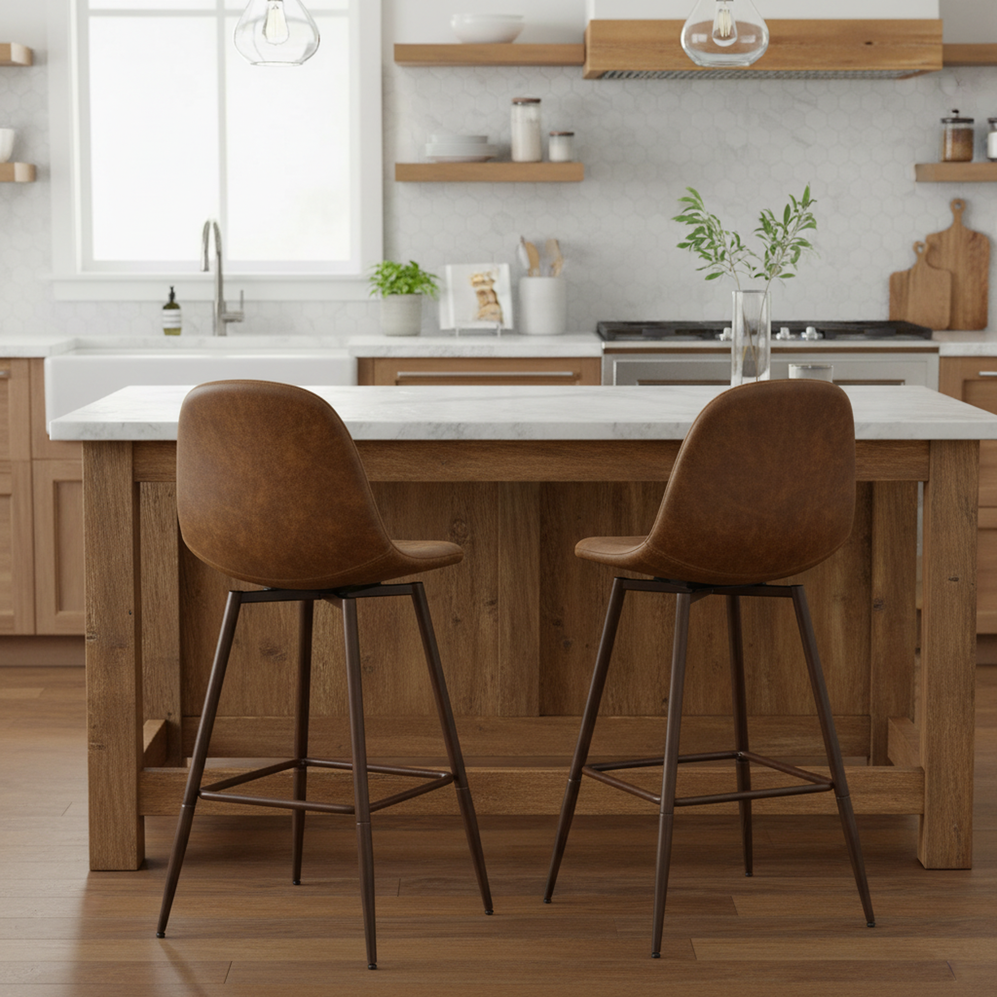 Charlton 26" Swivel Counter Height Bar Stools with Metal Legs Set of 2