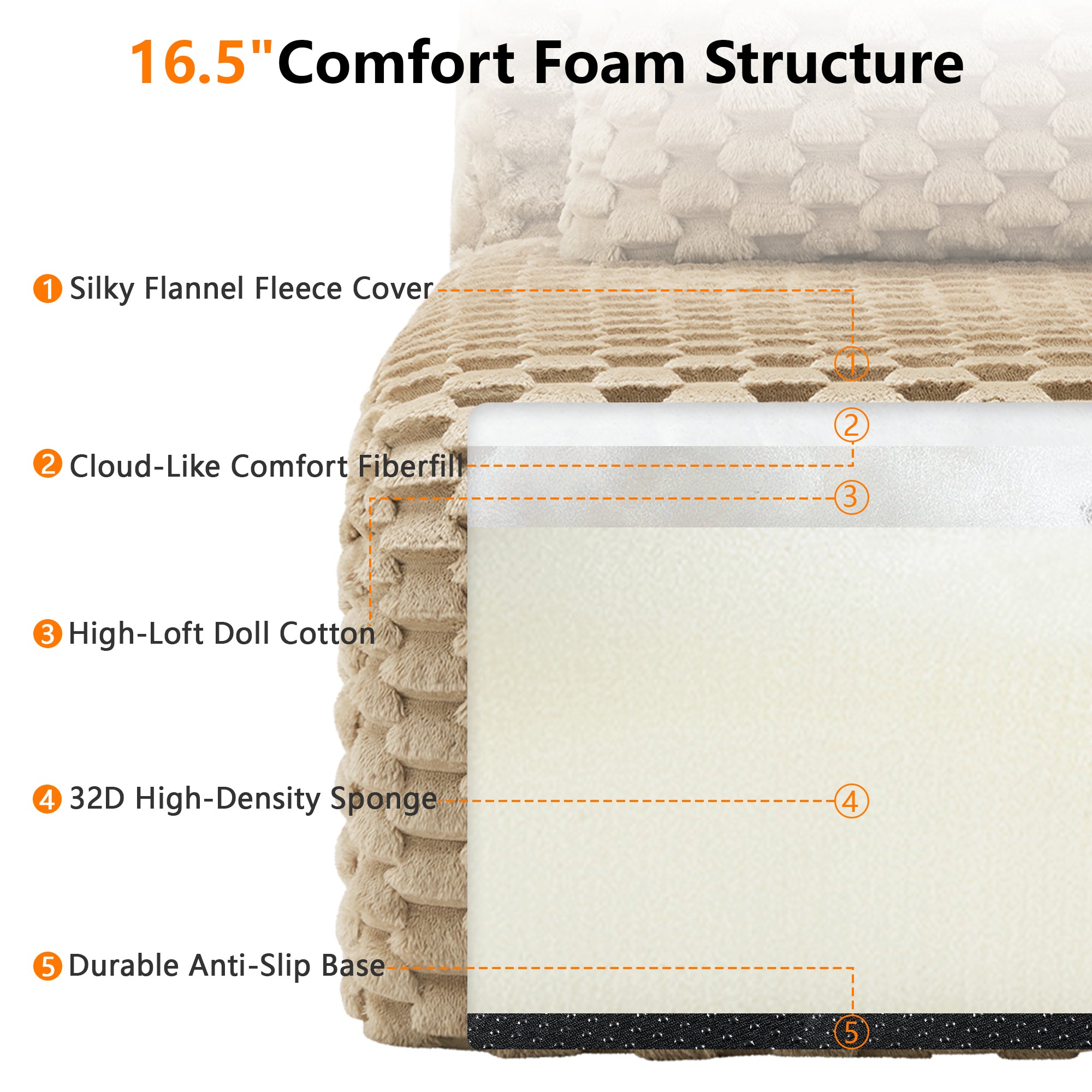 Olathe 82" Flannelette Fabric Modular Loveseat Sofa with Pillows