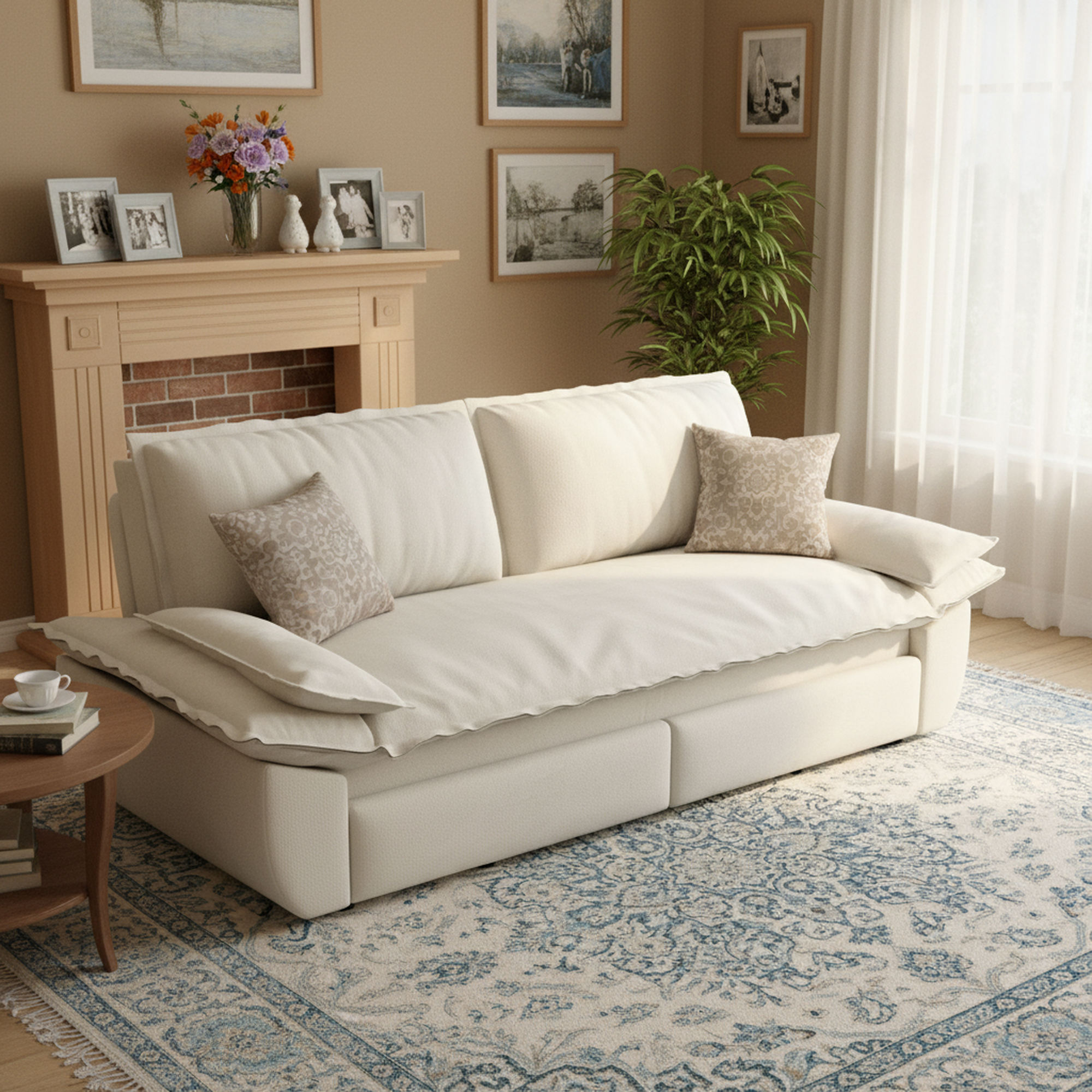 Alameda 73" Modern Velvet Queen Pull-Out Sleeper Sofa Bed with Wide Armrests