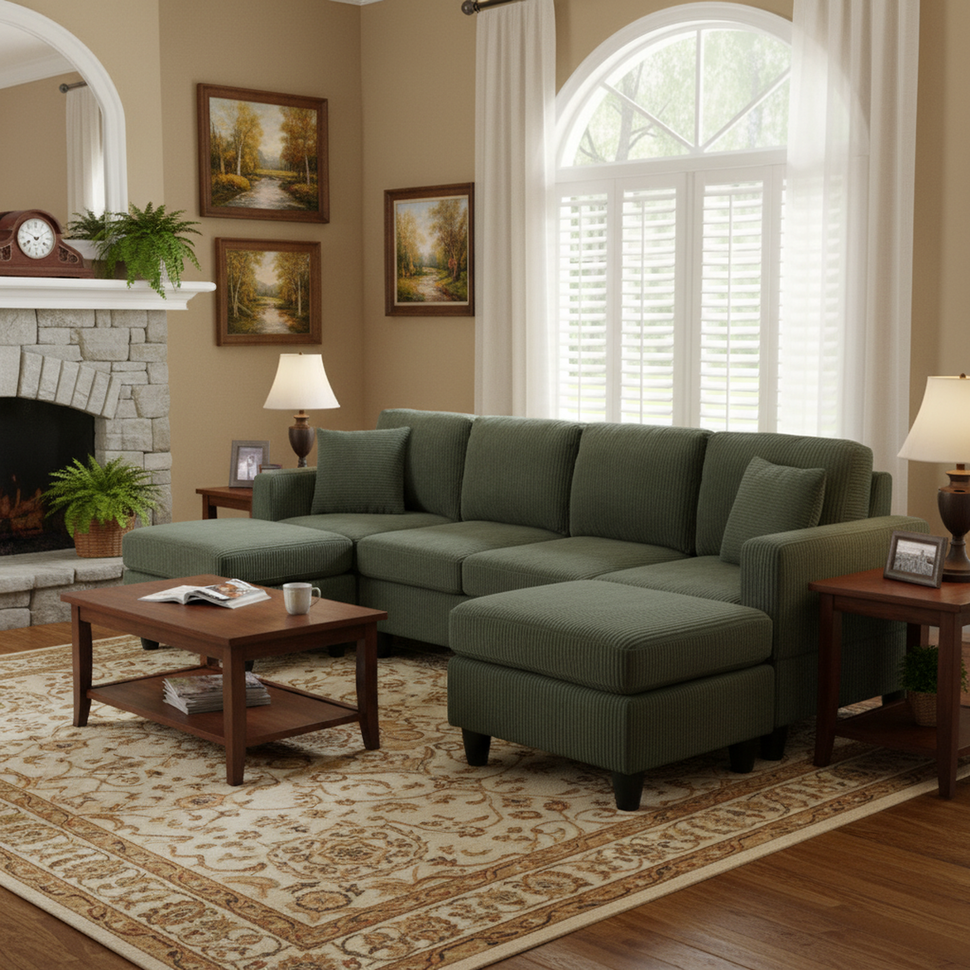Dublin 101" U-Shaped Sectional Sofa with 2 Ottomans