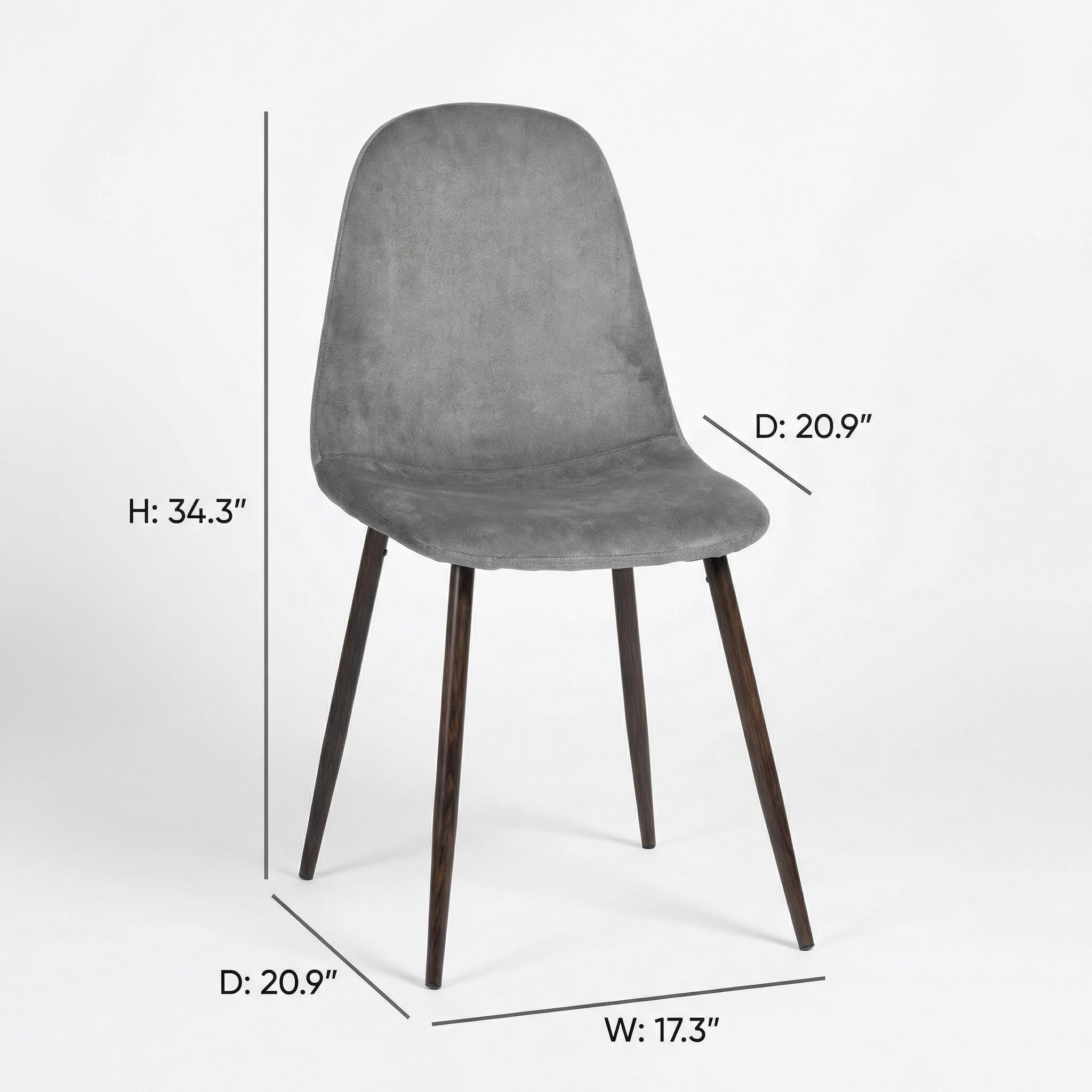 CHARLTON Modern Fabric Dining Chair, Metal Frame, 44x53x87cm, Grey