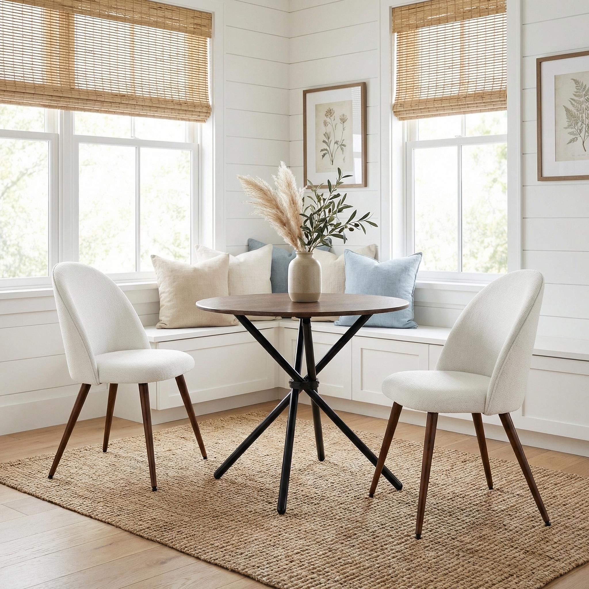 Fontana 3 Piece Brown Dining Table Set with 2 Haven Upholstered Chairs