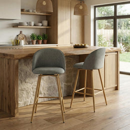 HASEEB 26" Swivel Counter Height Bar Stools Set of 2 with Performance Fabric