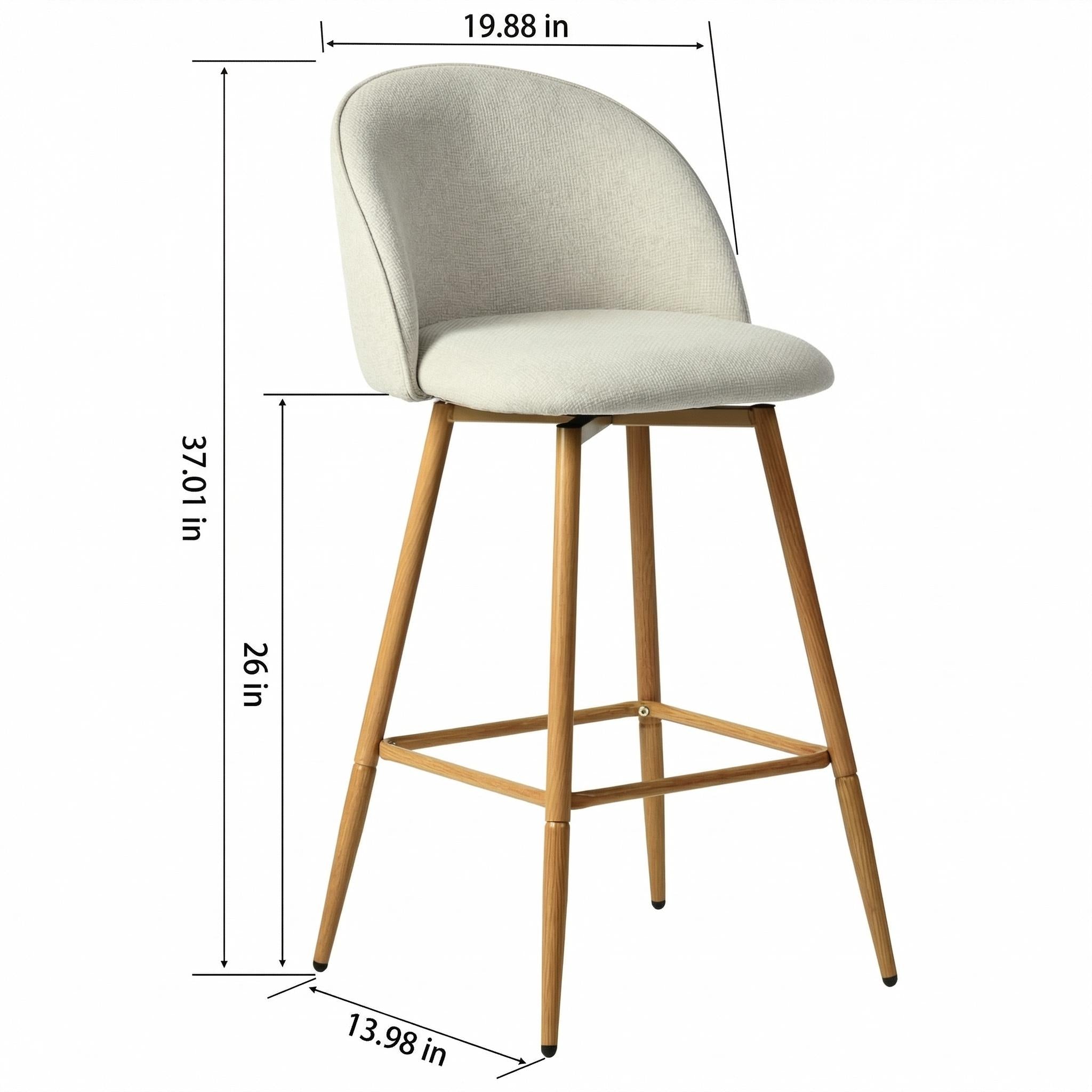 HASEEB 26" Swivel Counter Height Bar Stool with Performance Fabric