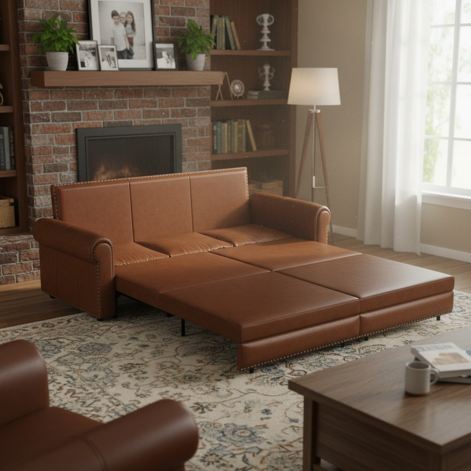 Denton 93.7" Faux Leather Chesterfield King Pull-Out Sleeper Sofa Bed