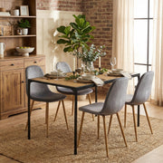 Milliken 5 Piece Oak Dining Table Set with 4 Charlton Chairs, Velvet Gray
