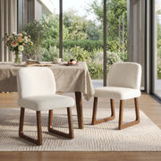 Tekapo Fabric Upholstered Dining Chairs with Curved Wood Legs Set of 2