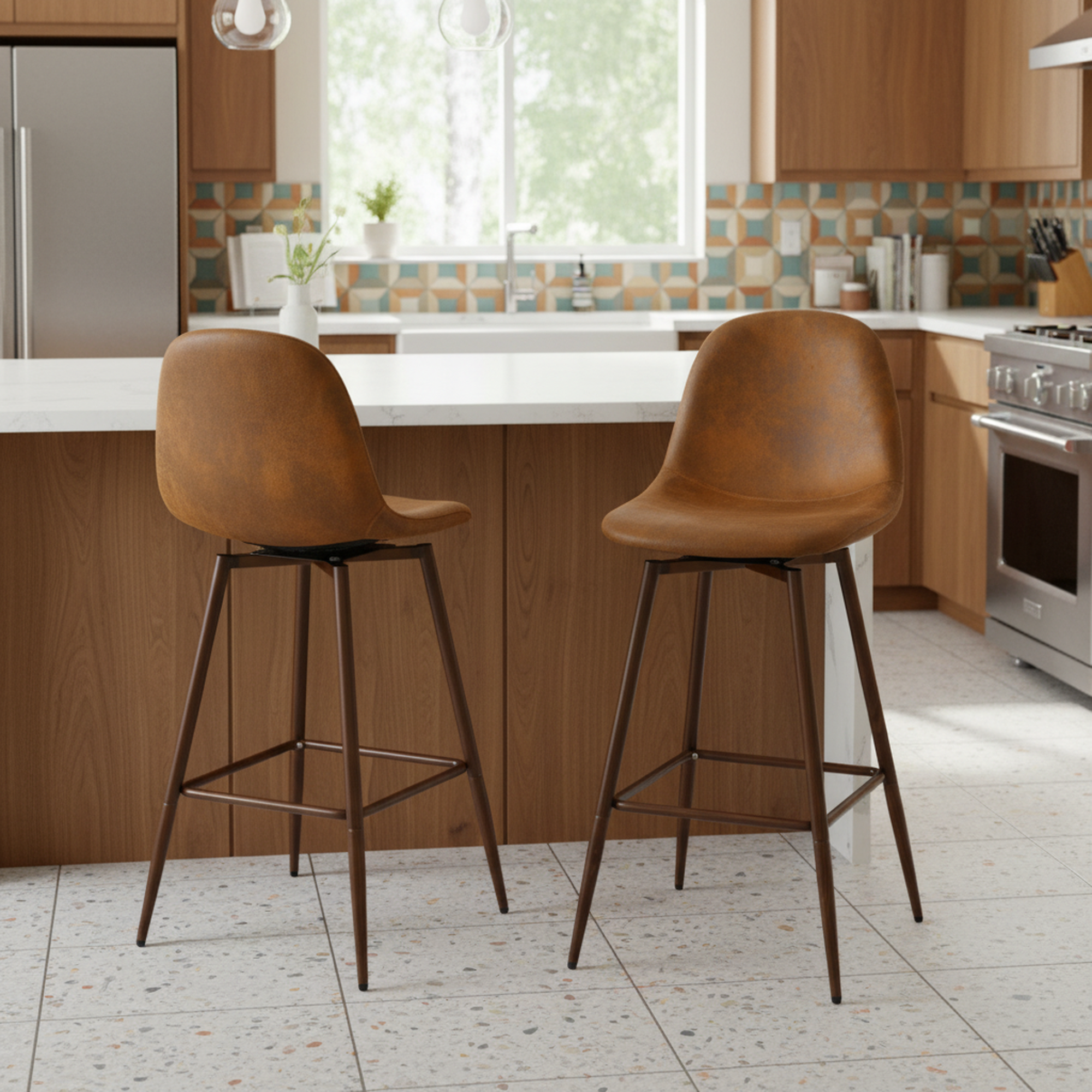 Charlton 26" Swivel Counter Height Bar Stools with Metal Legs Set of 2