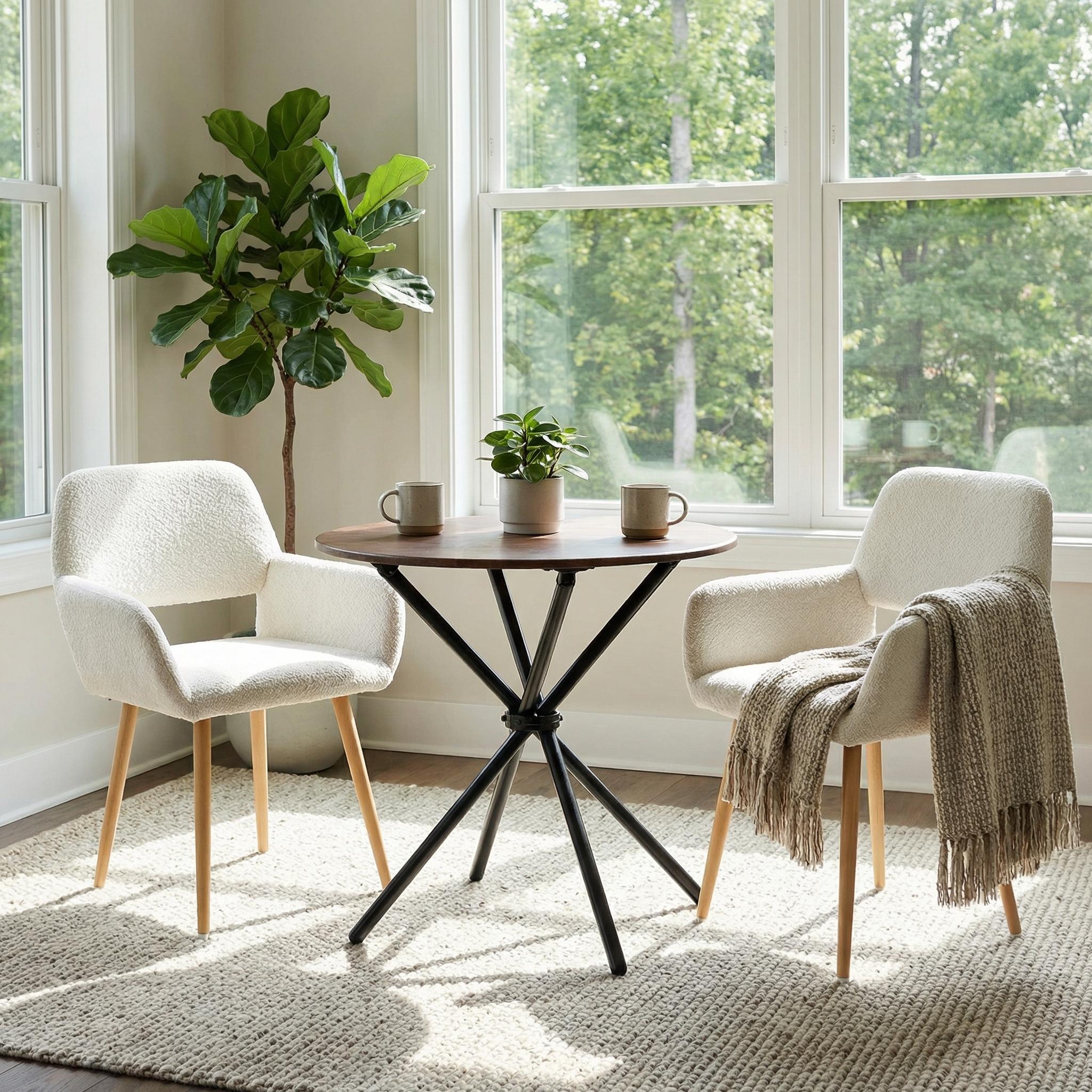 Fontana 3 Piece Brown Dining Table Set with 2 Mayfair Upholstered Chairs