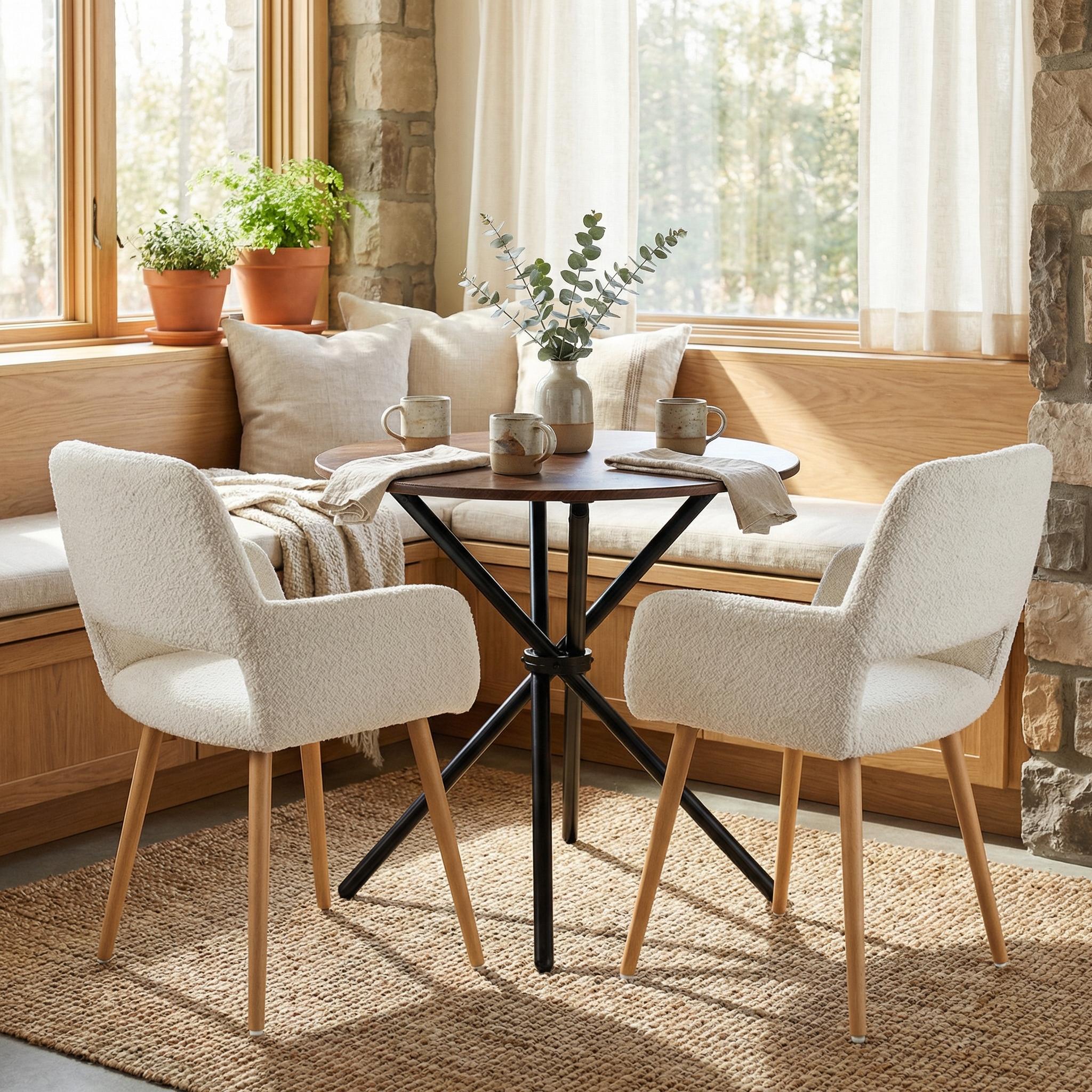 Fontana 3 Piece Brown Dining Table Set with 2 Mayfair Upholstered Chairs