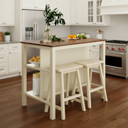 Gotland 45" Solid Wood Kitchen Island with 2 Open Storage Shelves