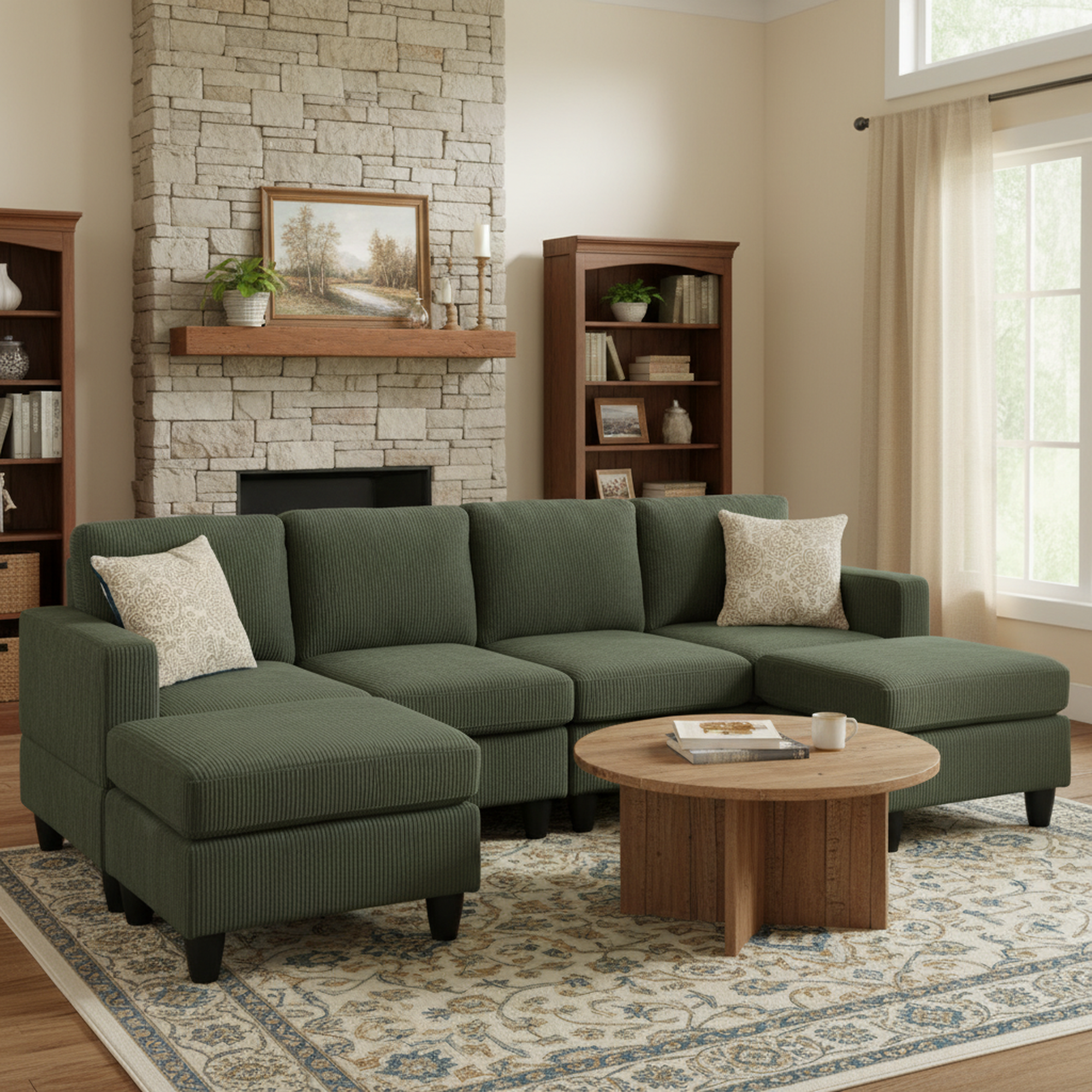 Dublin 101" U-Shaped Sectional Sofa with 2 Ottomans