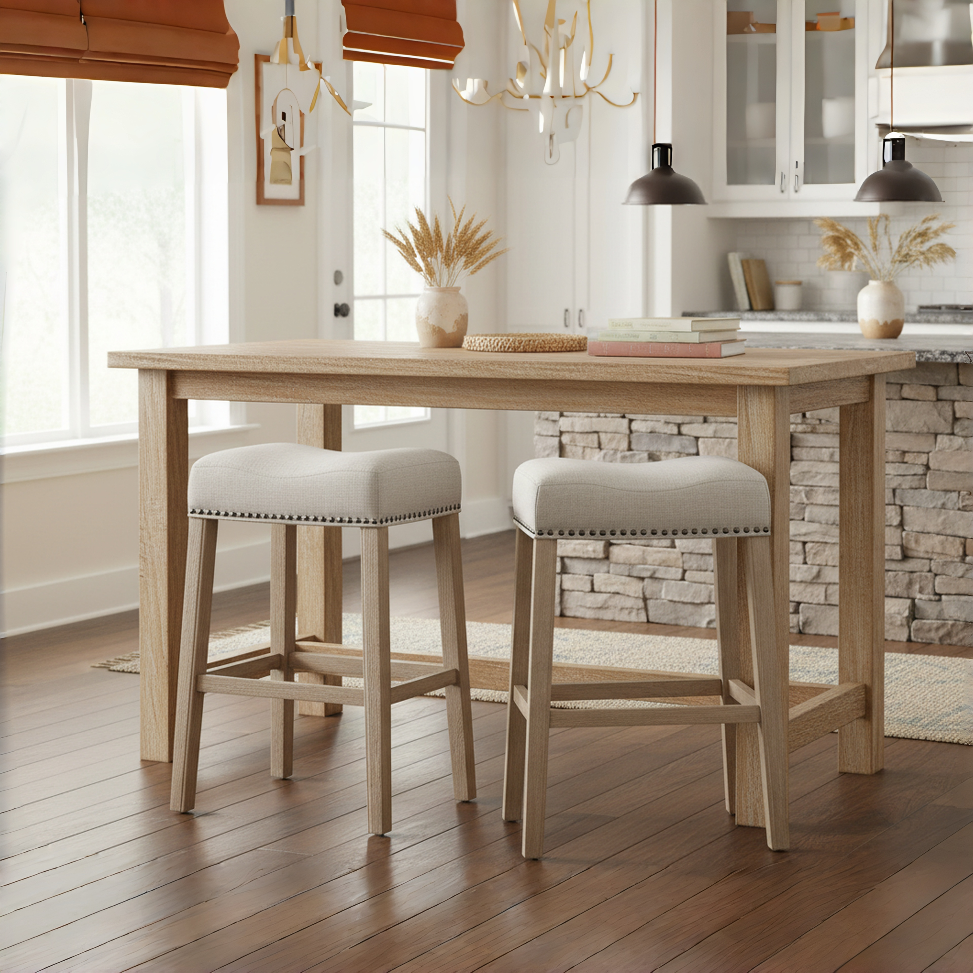 Rioja 29" Upholstered Backless Saddle Bar Stool Set of 2