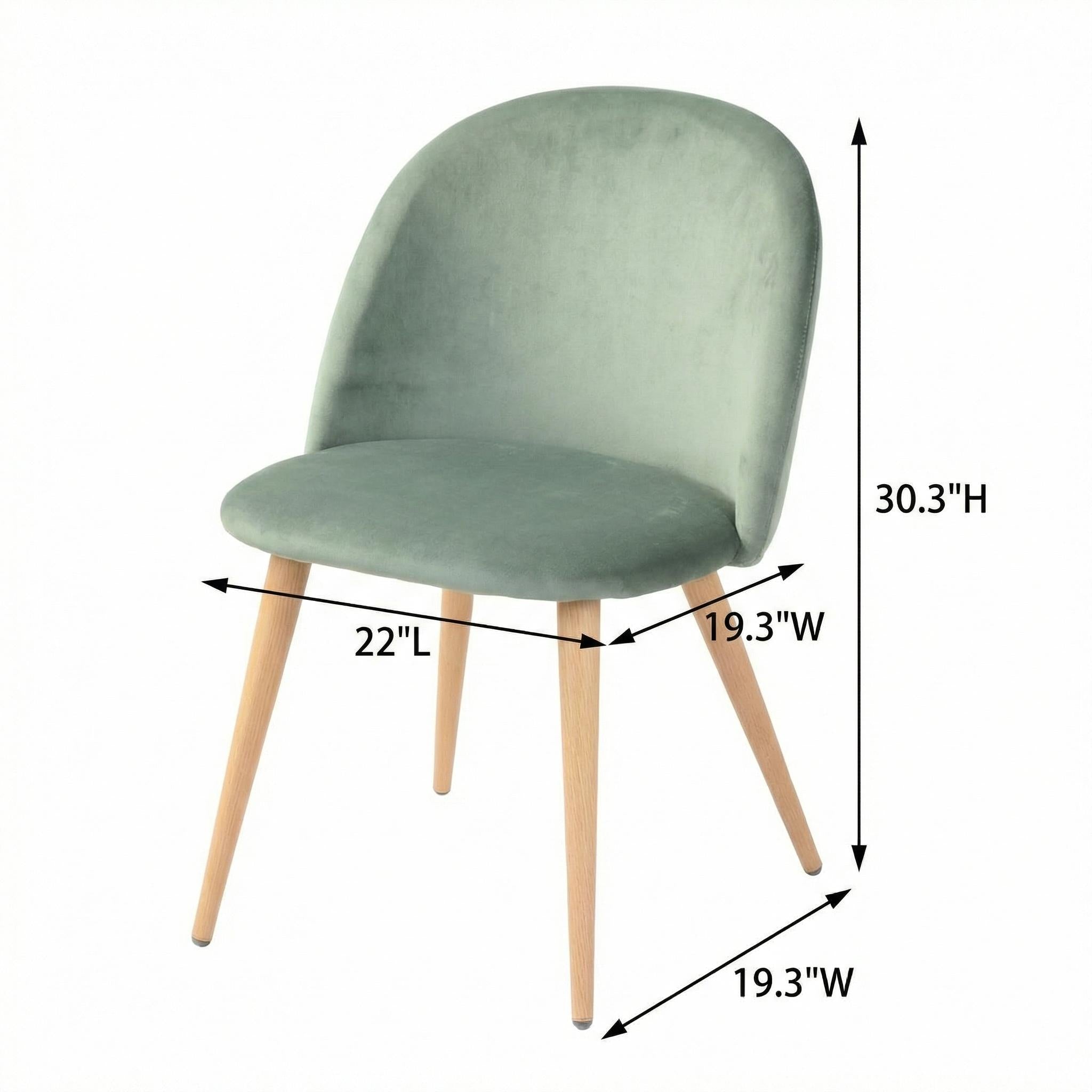 ZOMBA Velvet Dining Chair Set of 2, Modern Upholstered, Cactus Green